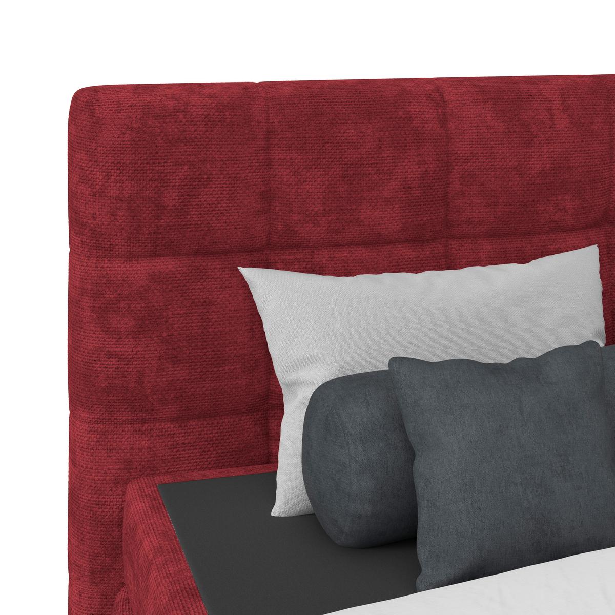 Čalouněná postel VEGA 180x200 cm, vínově červená - černá/vínově červená, Trend, dřevo/textil (180/200cm)