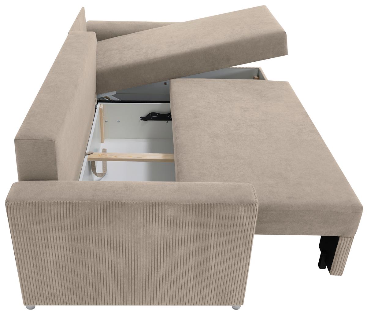 Ecksofa Diever Taupe S: 239x141 cm - Taupe/Chromfarben, Design, Textil (239/141cm) - Livetastic