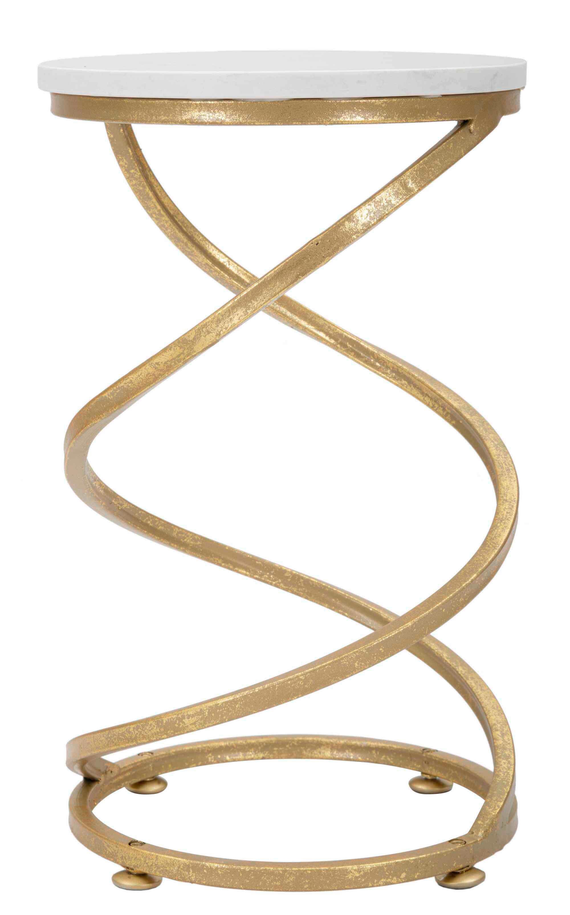 KONFERENČNÝ STOLÍK SPIRAL MARBLE - biela/zlatá, Basics, kov/kameň (27,5/47,5cm)