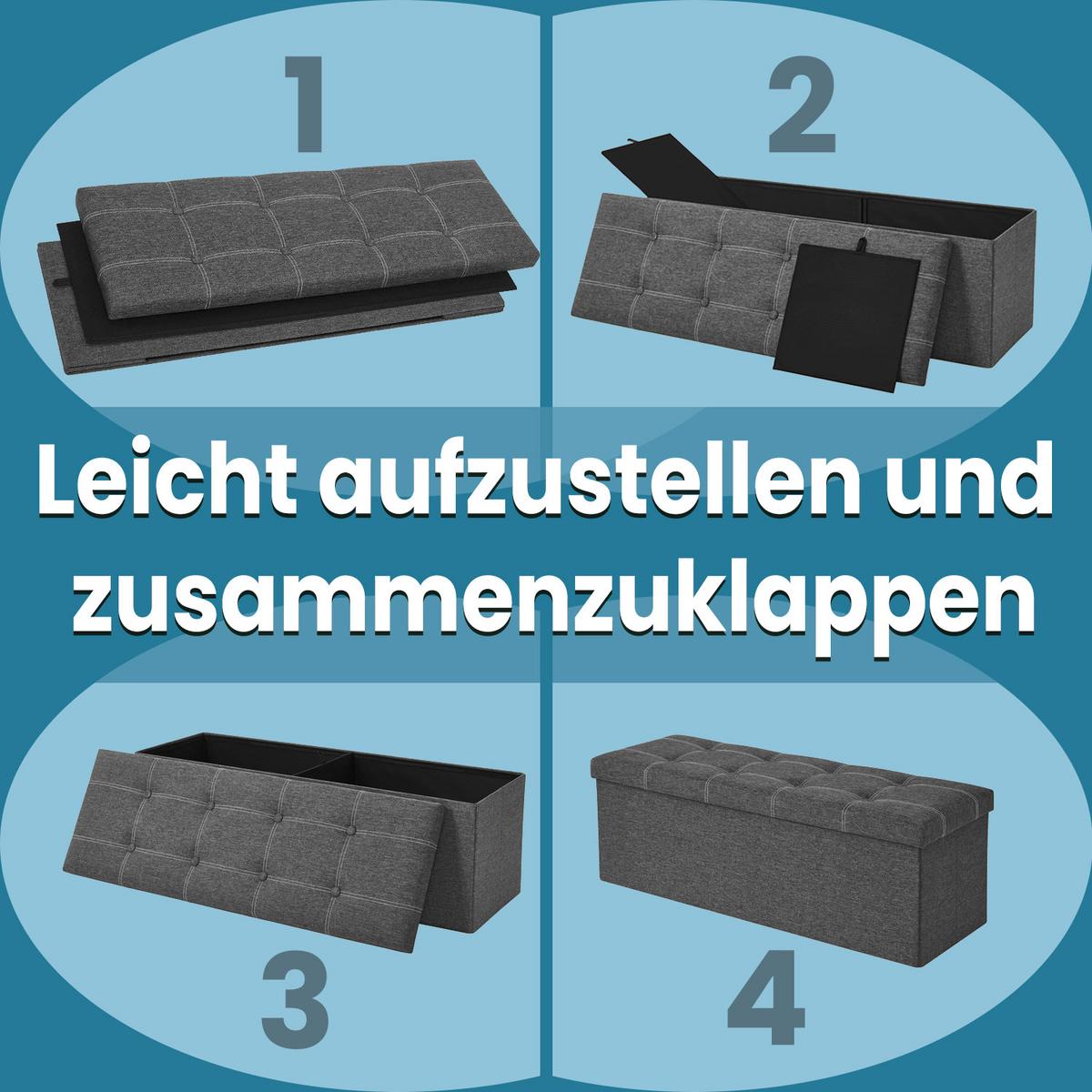 Sitzbox Grau B: 110 cm - Grau, Basics, Holzwerkstoff/Textil (110/38/38cm)