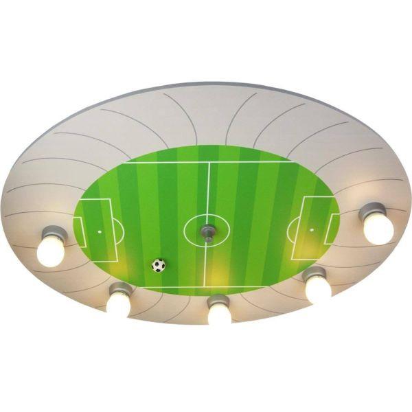 Kinderdeckenleuchte Fußballstadion L: 71 Cm - Silberfarben/Grün, LIFESTYLE, Holzwerkstoff/Kunststoff (71/53/7cm) - Niermann