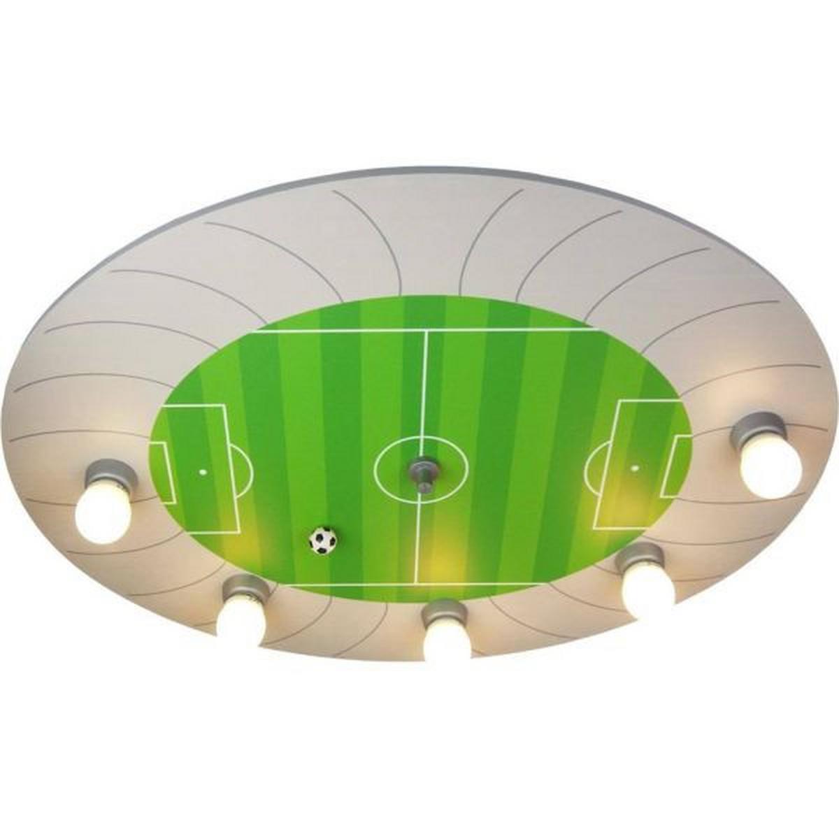 Kinderdeckenleuchte Fußballstadion L: 71 cm - Silberfarben/Grün, LIFESTYLE, Holzwerkstoff/Kunststoff (71/53/7cm) - Niermann