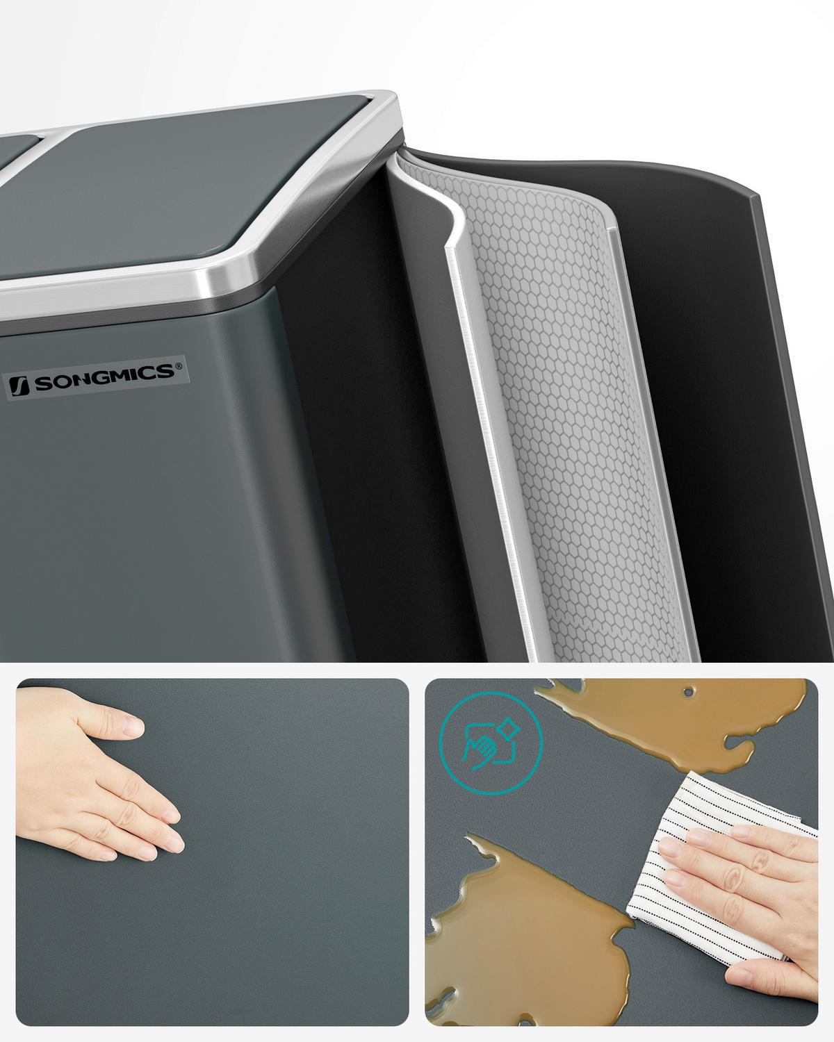 Abfallsammler Grau B: 61cm - Schwarz/Grau, Basics, Kunststoff/Metall (61/55,5/31,5cm)