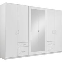 Drehtürenschrank Mit Spiegel + Laden 270 cm Fly Weiß - Weiß, Design, Glas/Holzwerkstoff (270/210/58cm) - MID.YOU