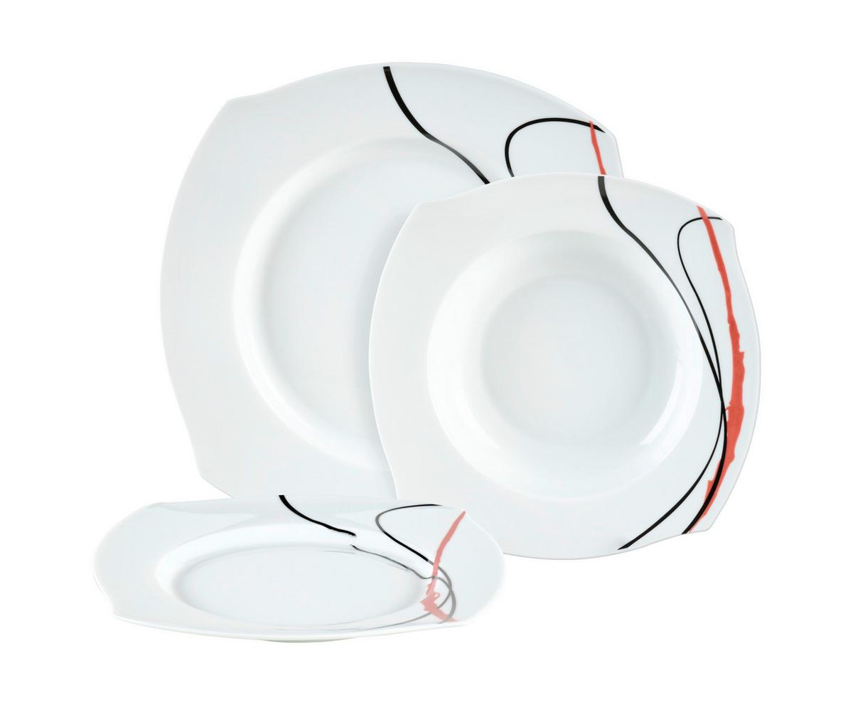 Asztali Étkészlet 18 Részes - fekete/rózsaszín, Design, kerámia - James Wood