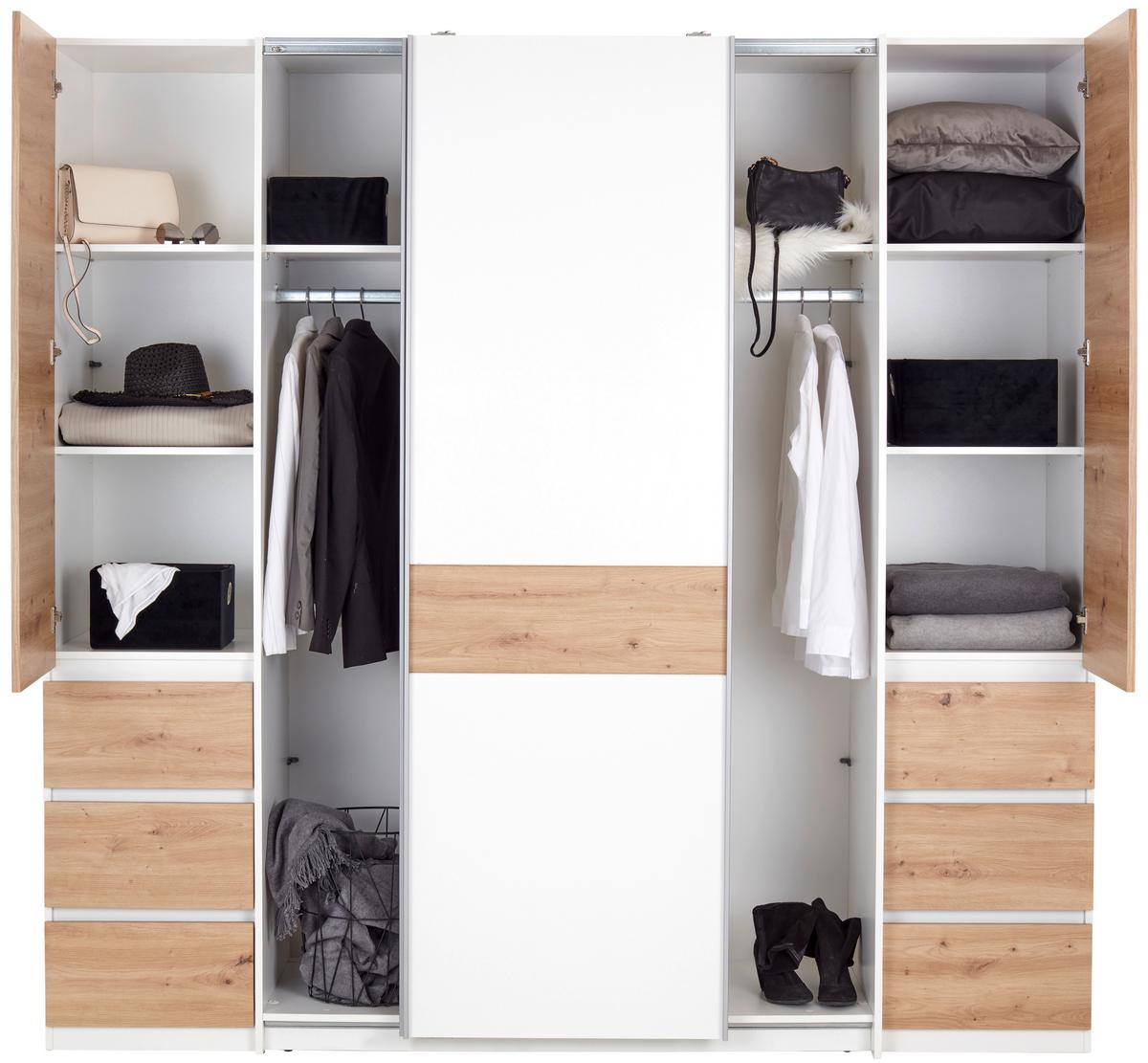 ŠATNÍ SKŘÍŇ S OTOČNÝMI DVEŘMI FABIO - bílá/barvy chromu, Konvenční, kompozitní dřevo (215/215/61,9cm)