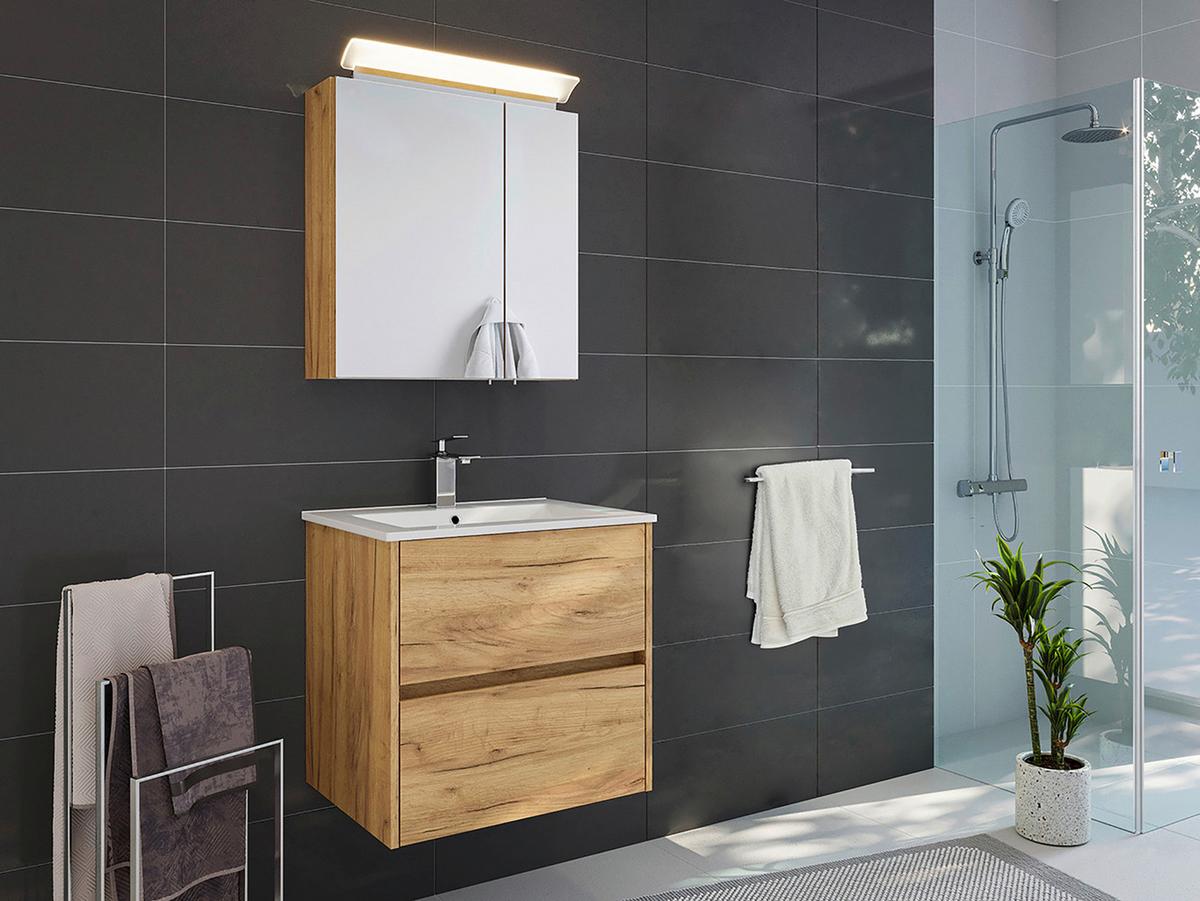 Badezimmer Limes Eichefarben B: 60cm - Eichefarben/Weiß, Basics, Keramik/Holzwerkstoff (60cm) - MID.YOU