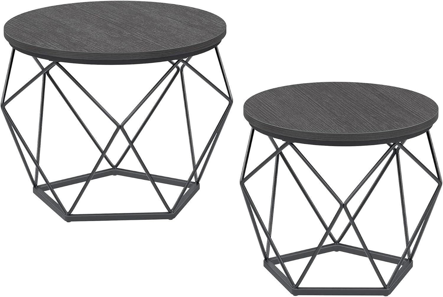 Couchtischset Coffee Table - Schwarz/Braun, MODERN, Holzwerkstoff/Metall (60/60/45cm) - MID.YOU