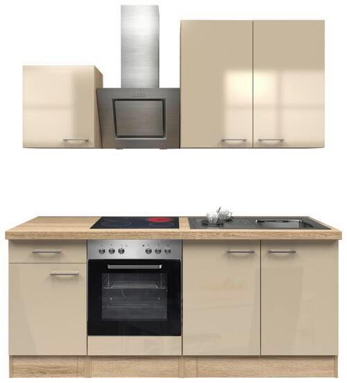 Küchenzeile Nepal Mit Geräten 210 Cm Kaschmir/eiche Dekor - Kaschmir/Sonoma Eiche, MODERN, Holzwerkstoff (210cm) - FlexWell