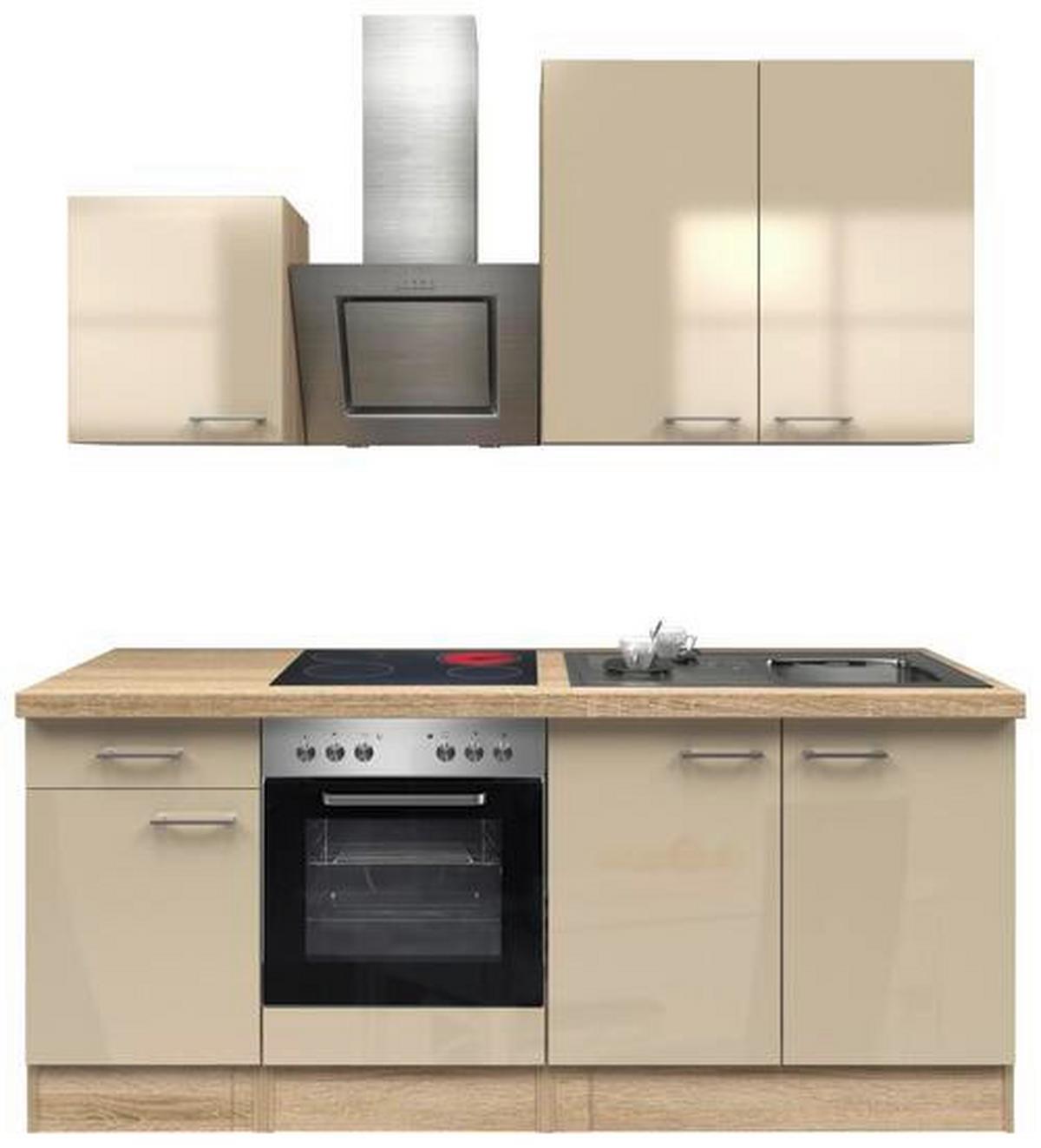Küchenzeile Nepal mit Geräten 210 cm Kaschmir/Eiche Dekor - Kaschmir/Sonoma Eiche, MODERN, Holzwerkstoff (210cm) - FlexWell