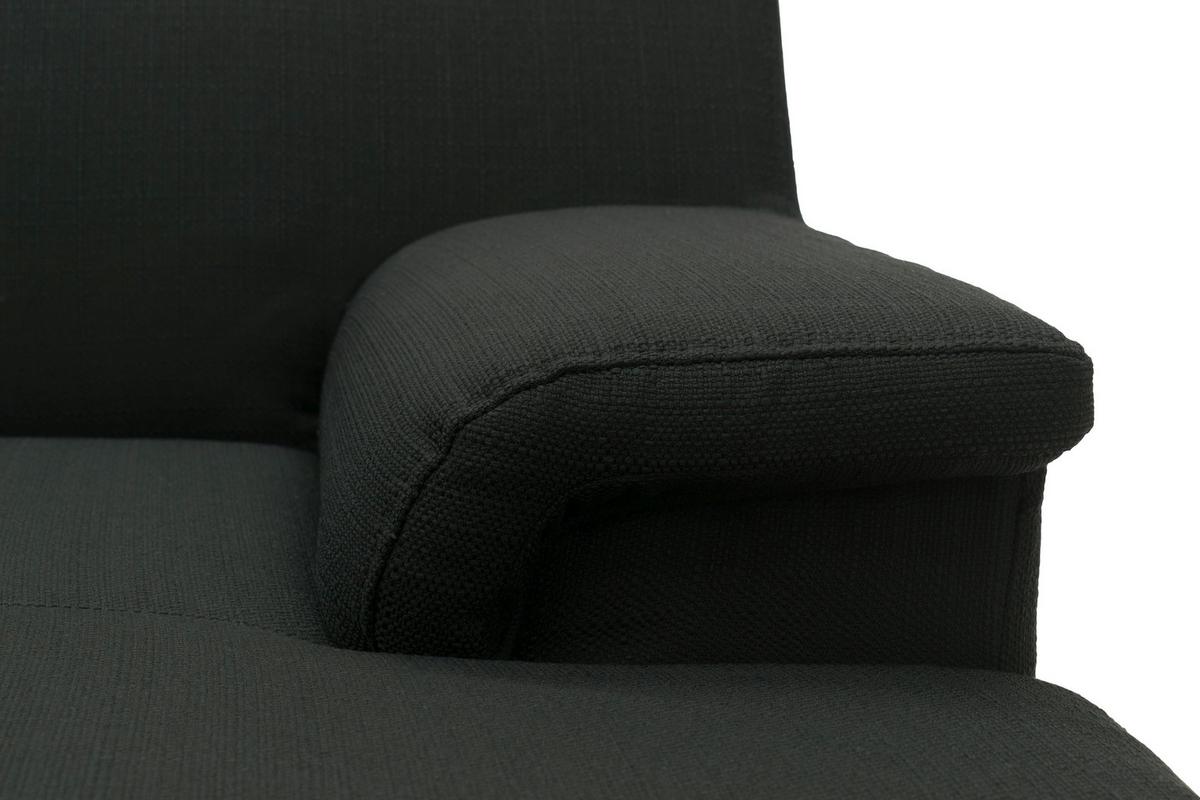 Ecksofa Jamie Rücken Echt Schwarz Webstoff - Chromfarben/Schwarz, KONVENTIONELL, Textil (251/150cm) - MID.YOU