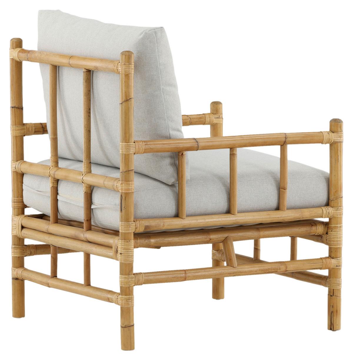 Loungesessel Cane Bambus/Rattan mit Kissen - Hellbraun, KONVENTIONELL, Holz/Textil (78/88/77cm) - Gardenson