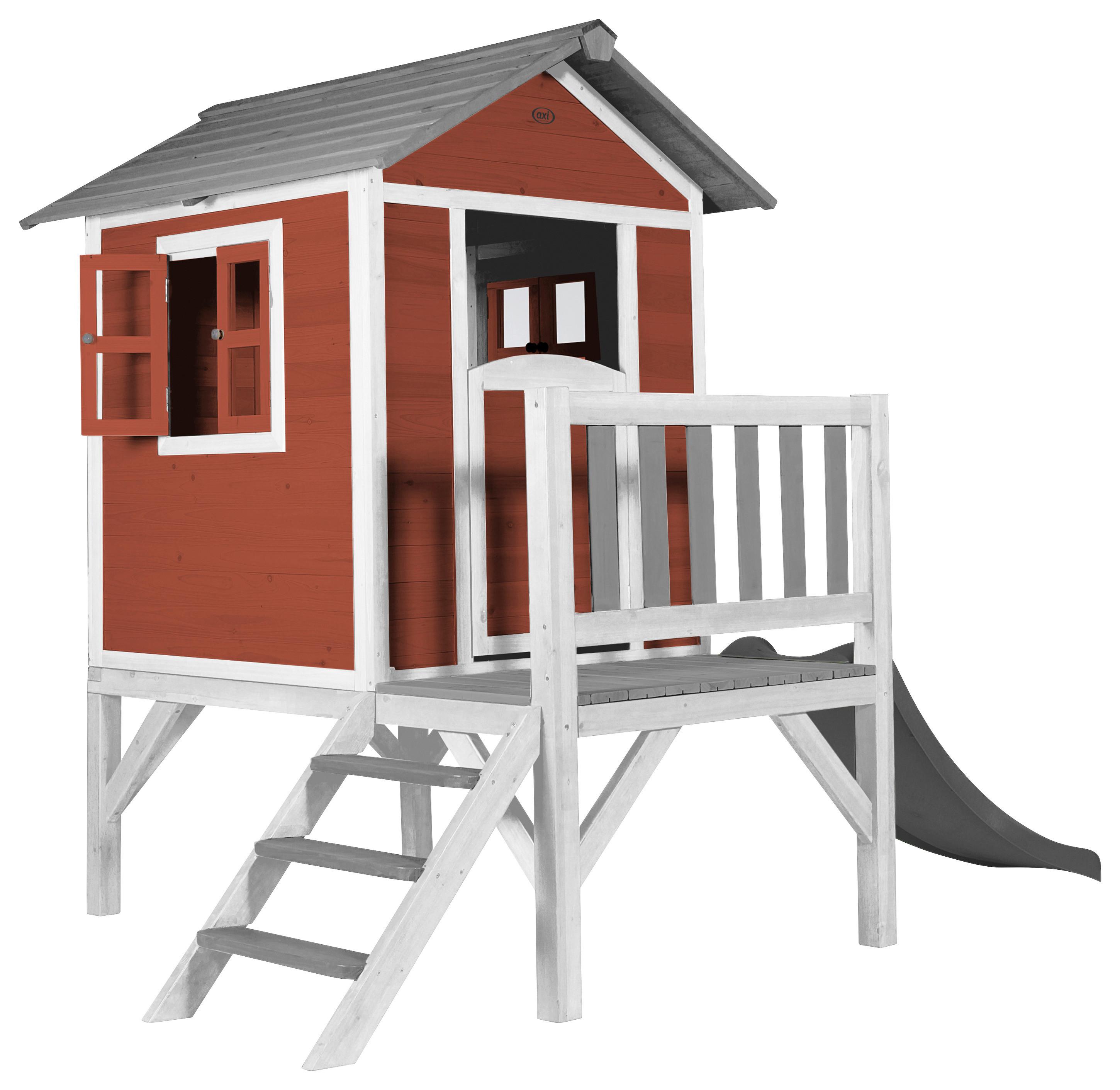 Spielhaus C050.002.85 - Rot/Weiß, KONVENTIONELL, Holz/Kunststoff (240/189/167cm) - Ambia Garden