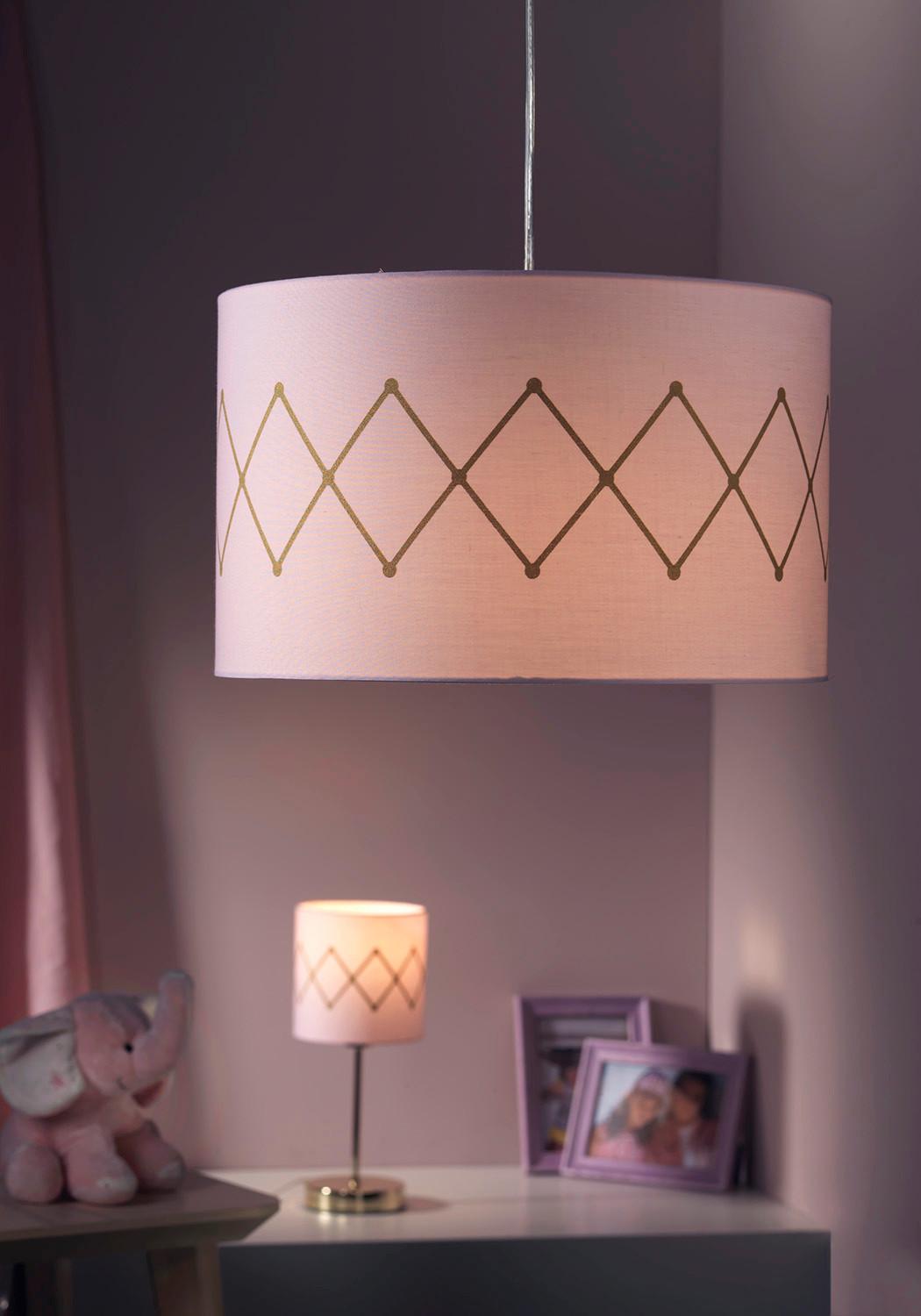 Hängeleuchte 5005/S - Pink/Goldfarben, KONVENTIONELL, Textil/Metall (40/80cm)