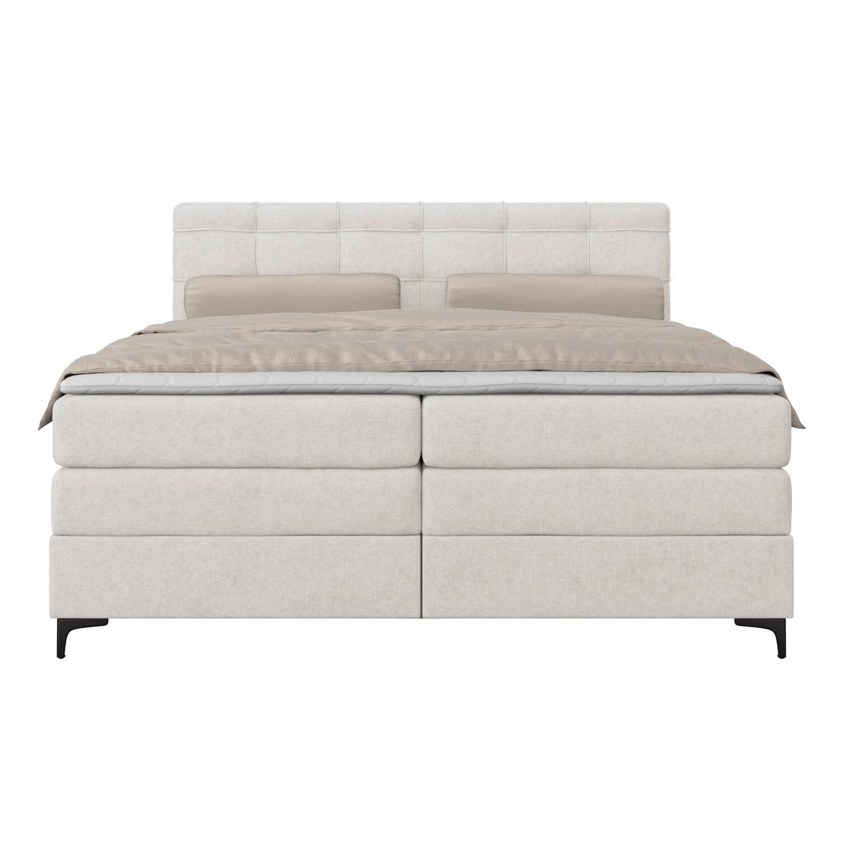 Boxspringbett MITTO Beige 200x200 cm - Beige/Schwarz, KONVENTIONELL, Textil/Metall (200/200cm)