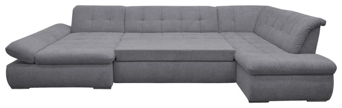 Wohnlandschaft Moric Mit Schlaffunktion Dunkelgrau - Chromfarben/Dunkelgrau, KONVENTIONELL, Textil (172/353/216cm) - MID.YOU