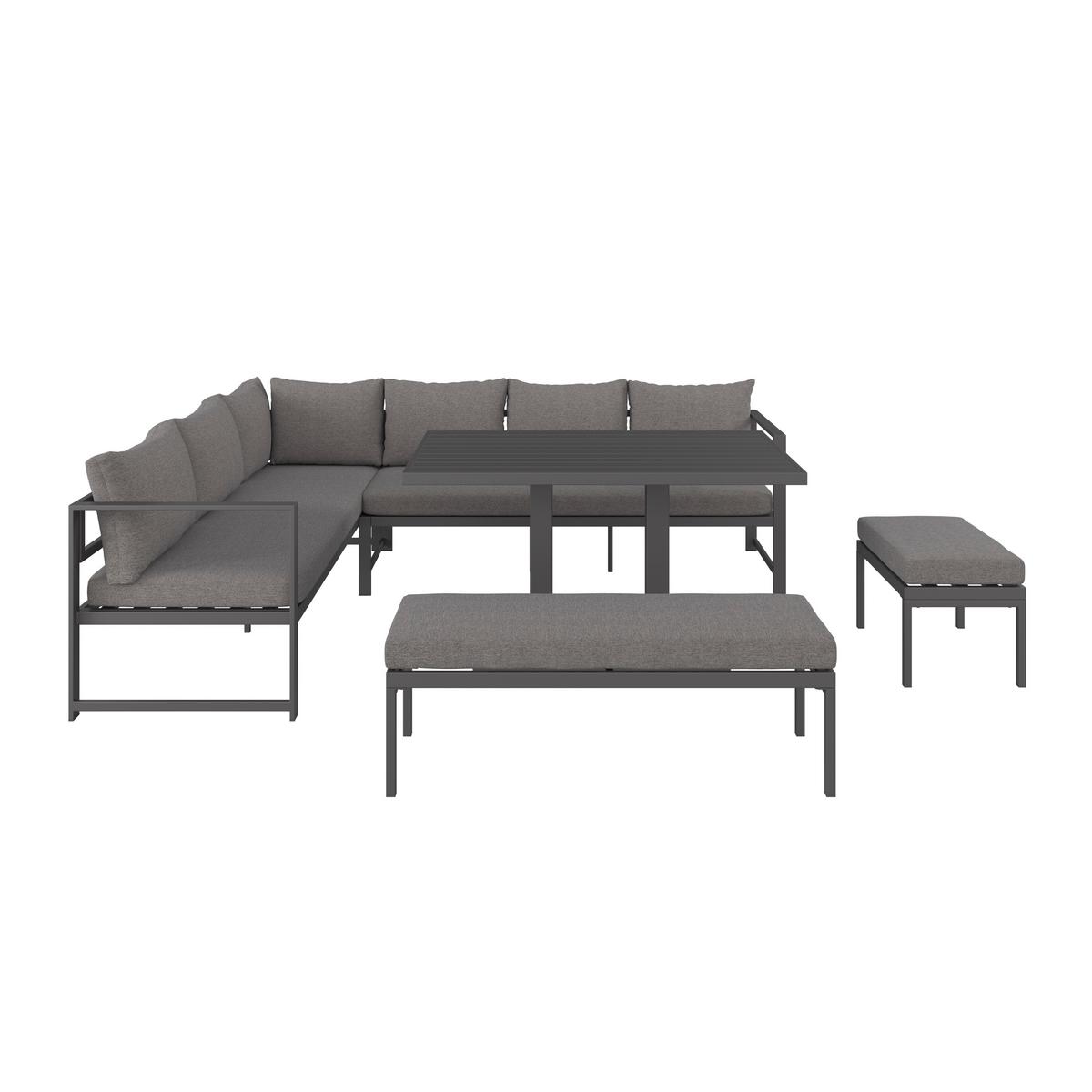 Loungegarnitur 4-tlg Medan Metall/kunststoff Mit Kissen - Anthrazit, MODERN, Textil/Metall (193/175cm) - Beldano