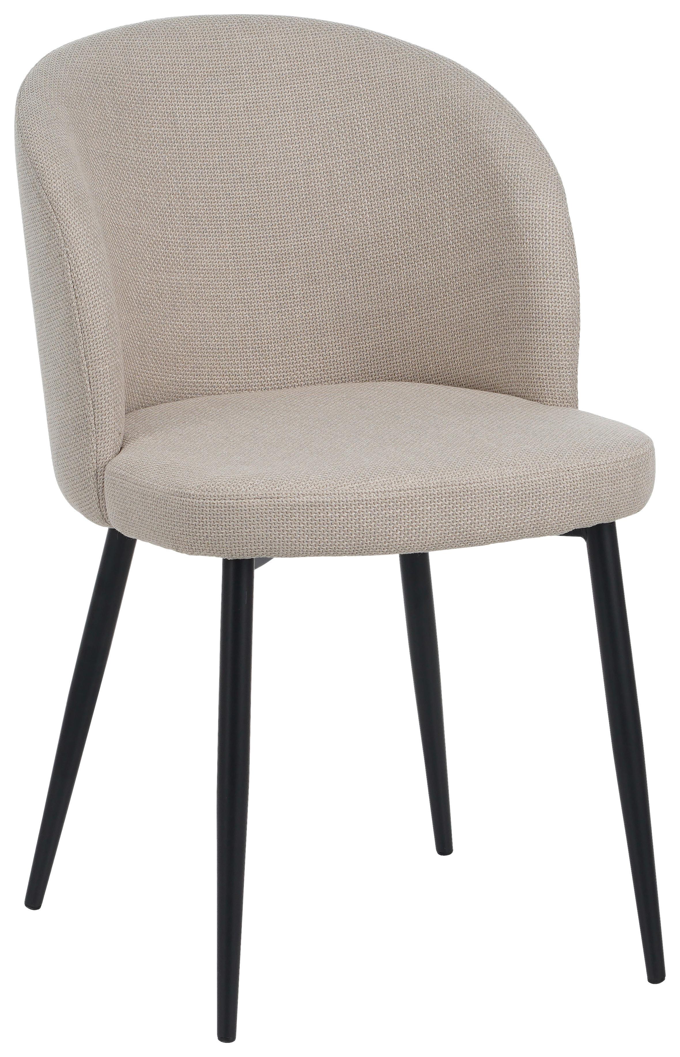 Vierfußstuhl Flo Webstoff Beige, B: 49 cm - Beige/Schwarz, KONVENTIONELL, Textil/Metall (49/78/58cm) - MID.YOU