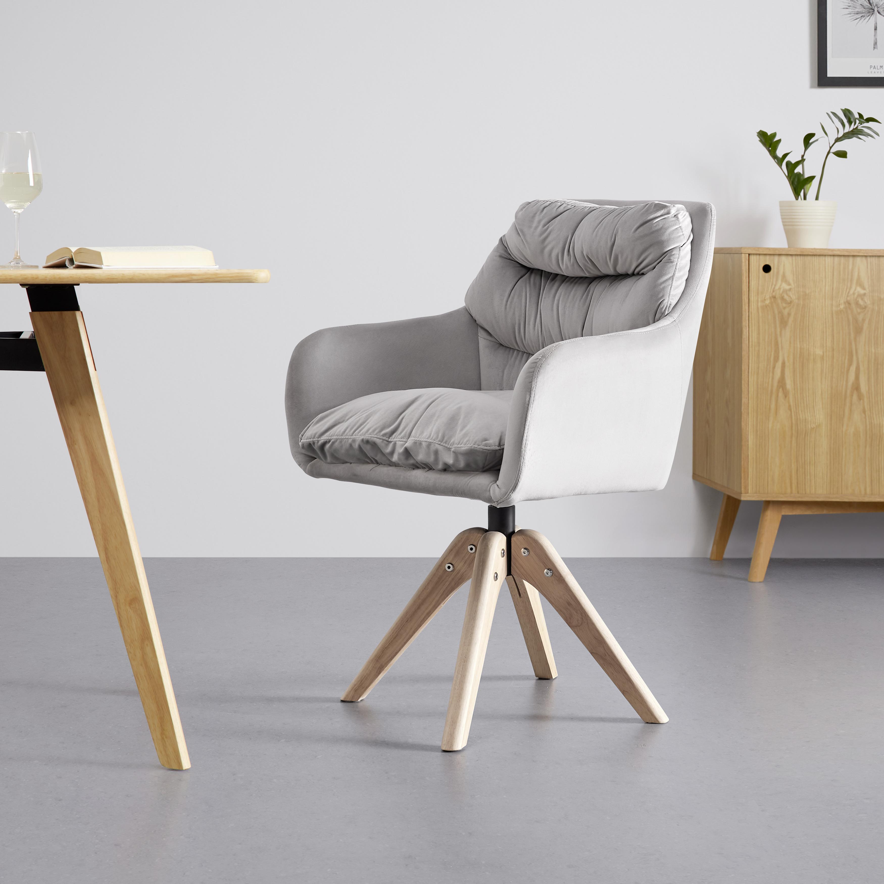 Židle Juana Světlešedá - světle šedá/přírodní barvy, Moderní, kov/dřevo (61/93/65cm) - Bessagi Home