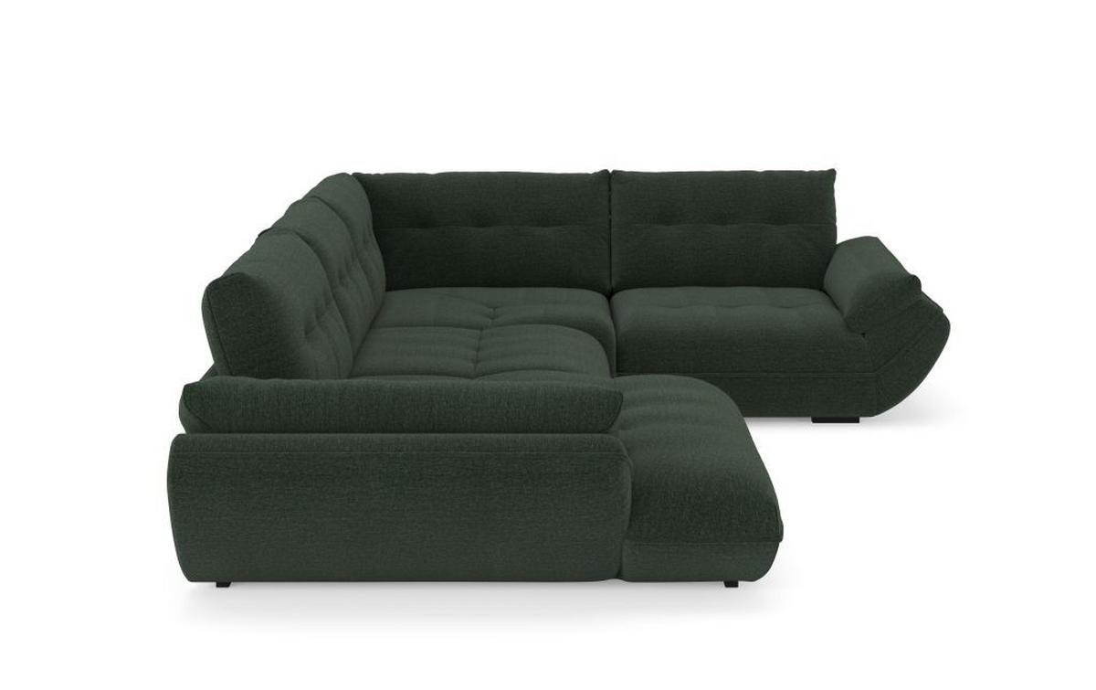 Sedací souprava VIVO U, pravá, lesní zelení žinylka - černá/lesní zelená, Moderní, textil/plast (179/402/293cm)