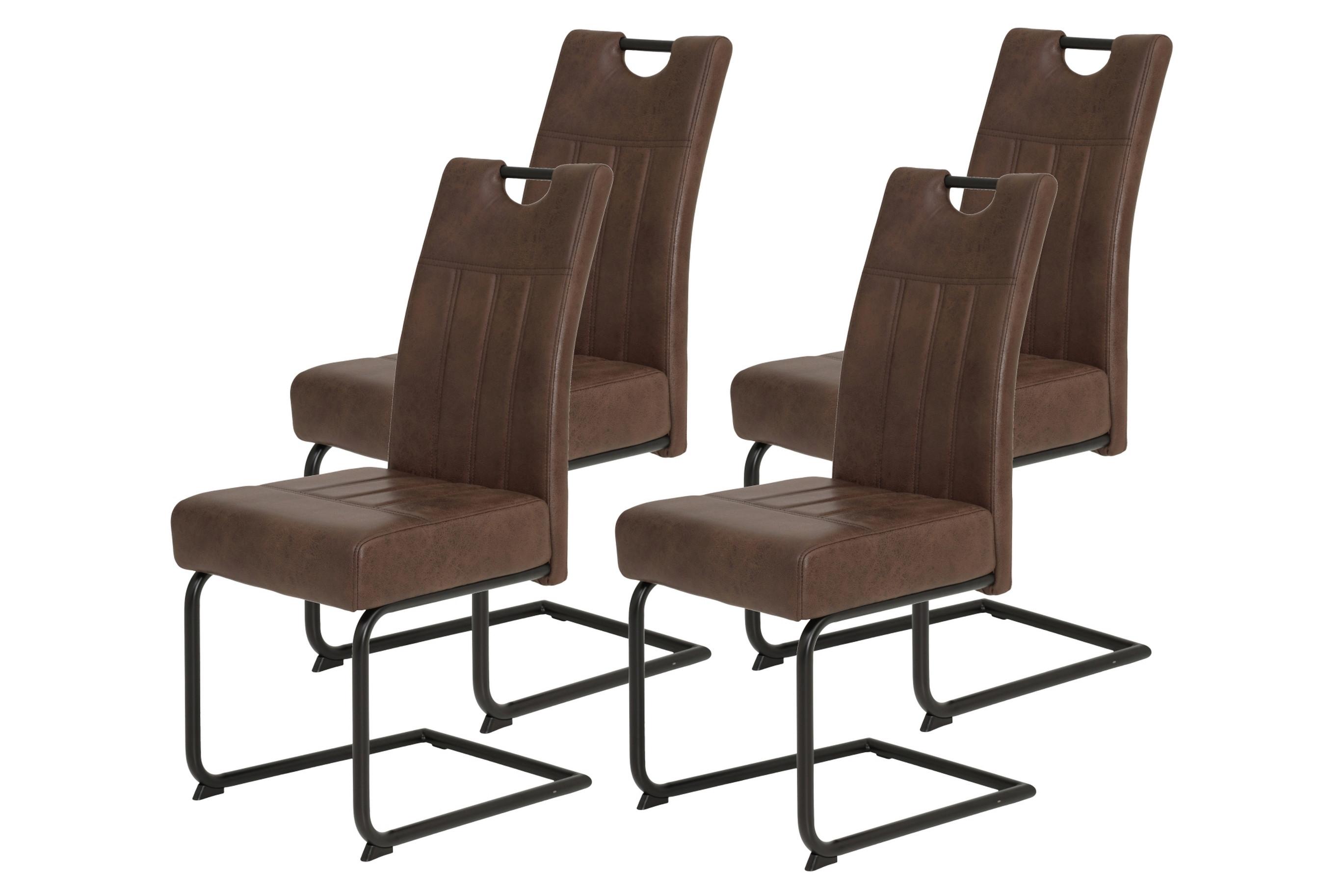 Schwingstuhl-Set Betty S 4er-Set - Schwarz/Braun, MODERN, Textil/Metall (43/61/99cm) - MID.YOU