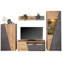 Wohnkombination Modern 4-tlg. Venedig Eiche Dekor/dunkelgrau - Eichefarben/Dunkelgrau, MODERN, Holzwerkstoff (287/196/40cm)