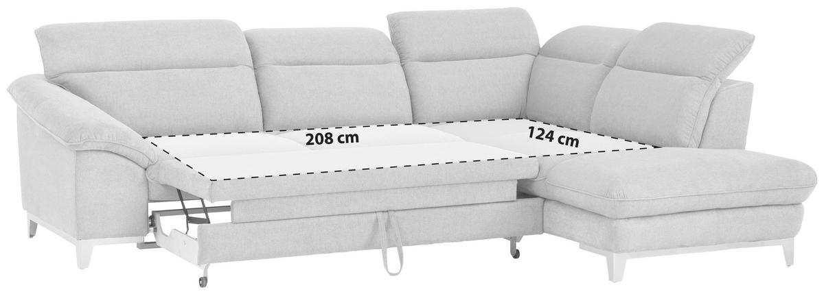 Ecksofa Mit Schlaffunktion Teresa Hellgrau - Chromfarben/Hellgrau, Design, Textil (293/232cm) - Livetastic