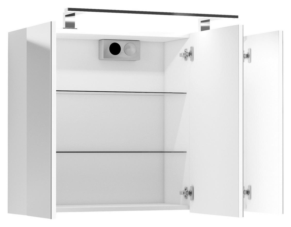 Spiegelschrank Spree Mit Led 3-Türig Bht 80x60x20 Cm Weiß - Weiß, MODERN, Glas/Holzwerkstoff (80/60/20cm) - MID.YOU