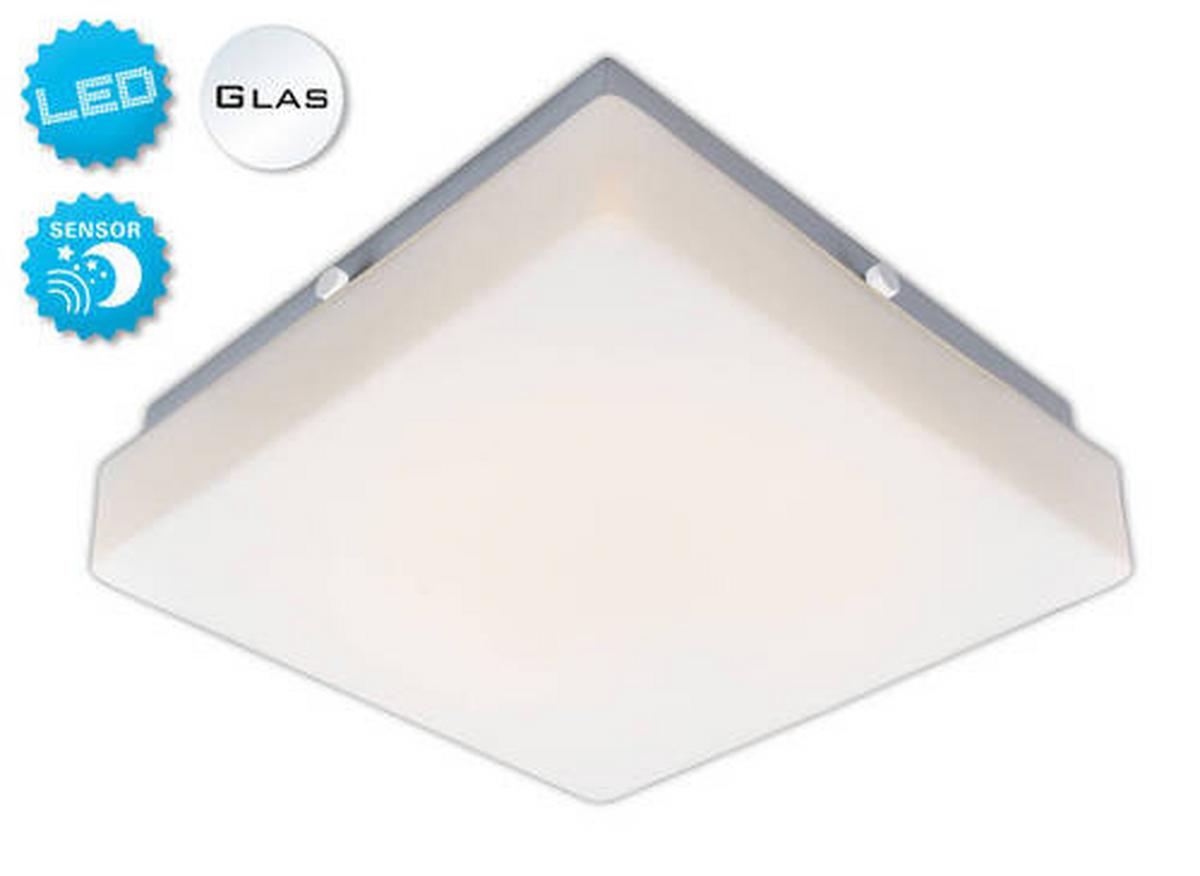 LED-Deckenleuchte L: 25 cm mit Milchglas - Weiß, Basics, Glas/Metall (25/25/8cm) - Näve