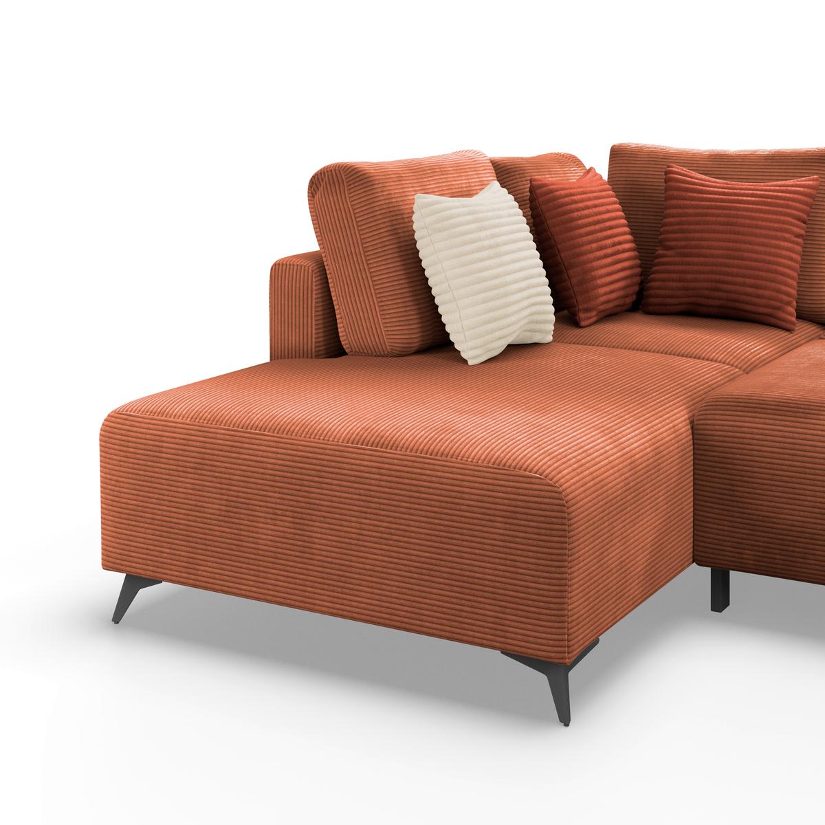 Ecksofa mit Schlaffunktion Lincoln Kupfer Cord 212x270 cm - Schwarz/Kupferfarben, MODERN, Textil (212/270cm)