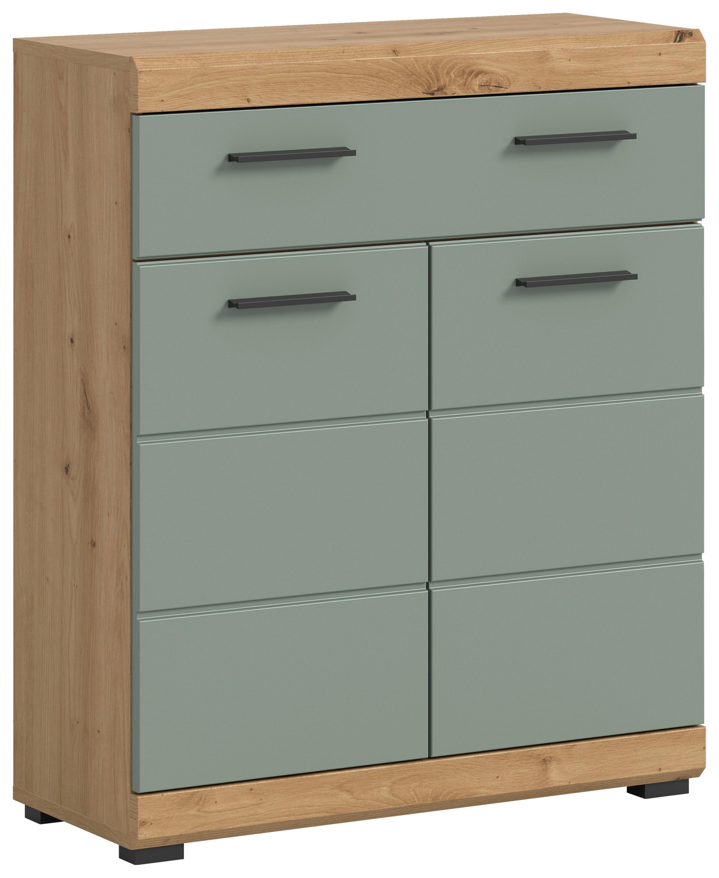 Midischrank Scout Eiche Dekor/Salbeigrün B: 74cm - Salbeigrün/Eichefarben, MODERN, Holzwerkstoff (74/88/31cm) - MID.YOU