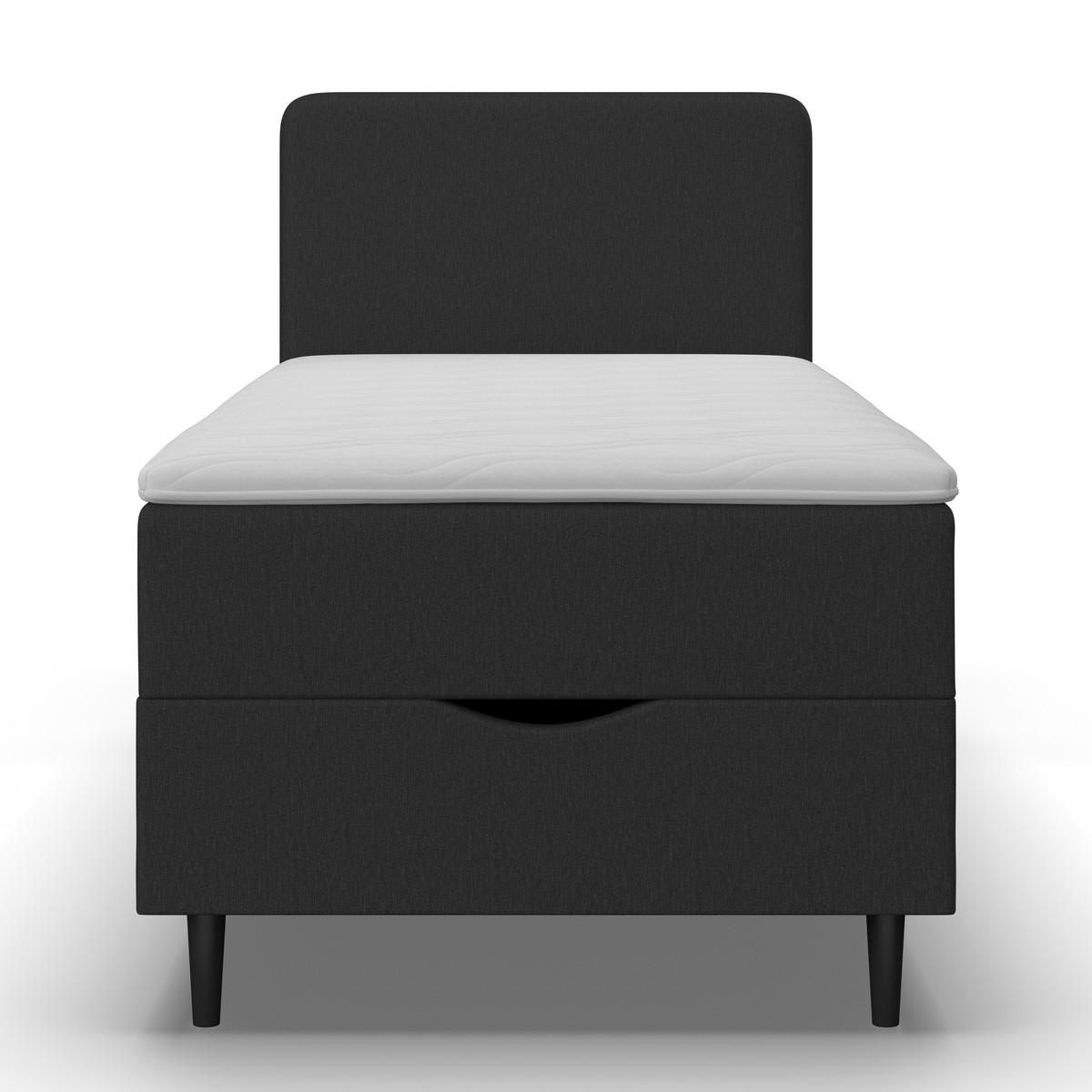 Boxspringová postel VIDA 90x200, tmavě šedá, s topperem - černá/tmavě šedá, Moderní, dřevo/textil (90/200cm) - Bessagi Home