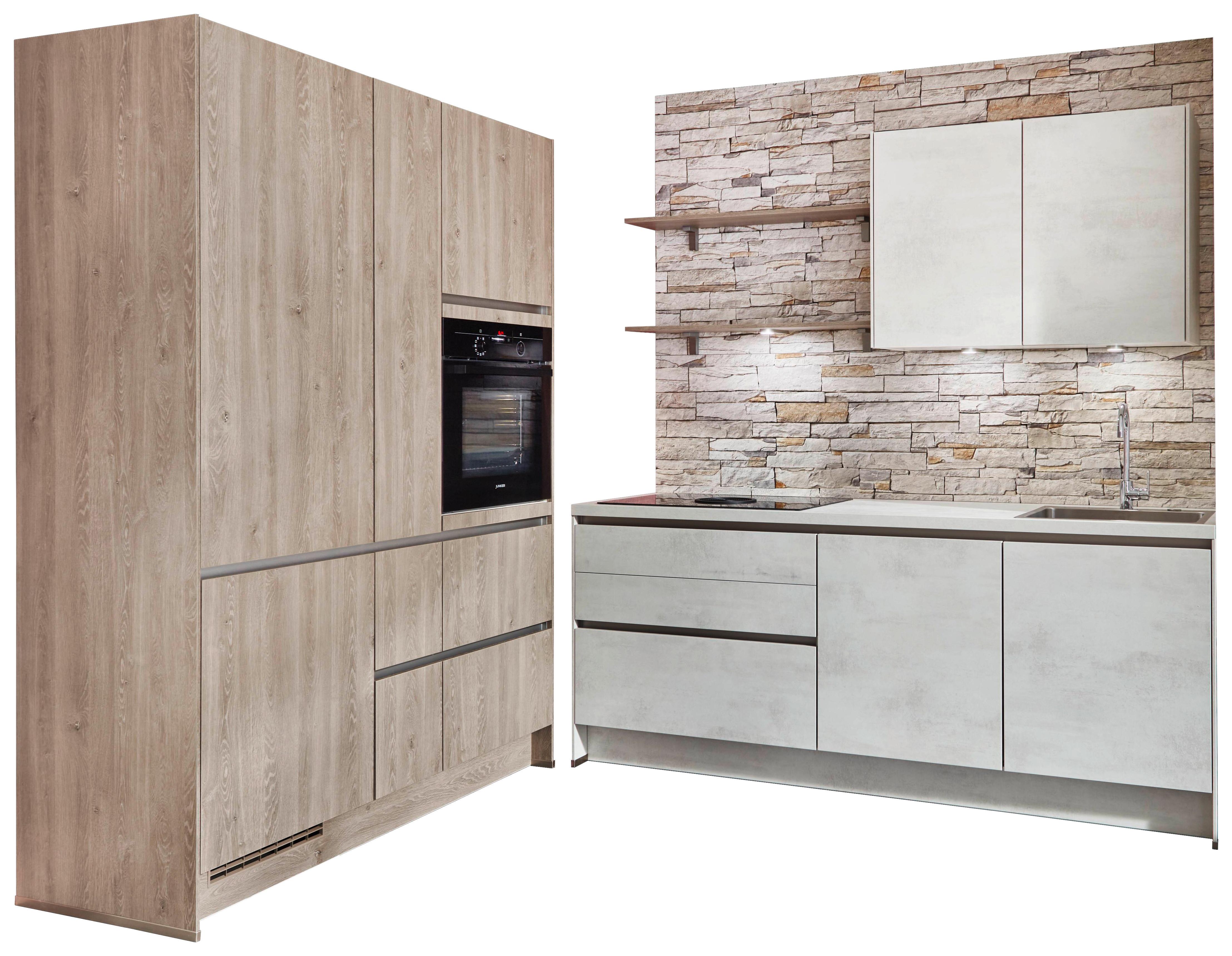 Eckküche Riga Ohne Geräte Bxl: 217,5x277 Cm Grau/eichefarben - Grau, MODERN, Holzwerkstoff (217,5/277cm) - Vertico