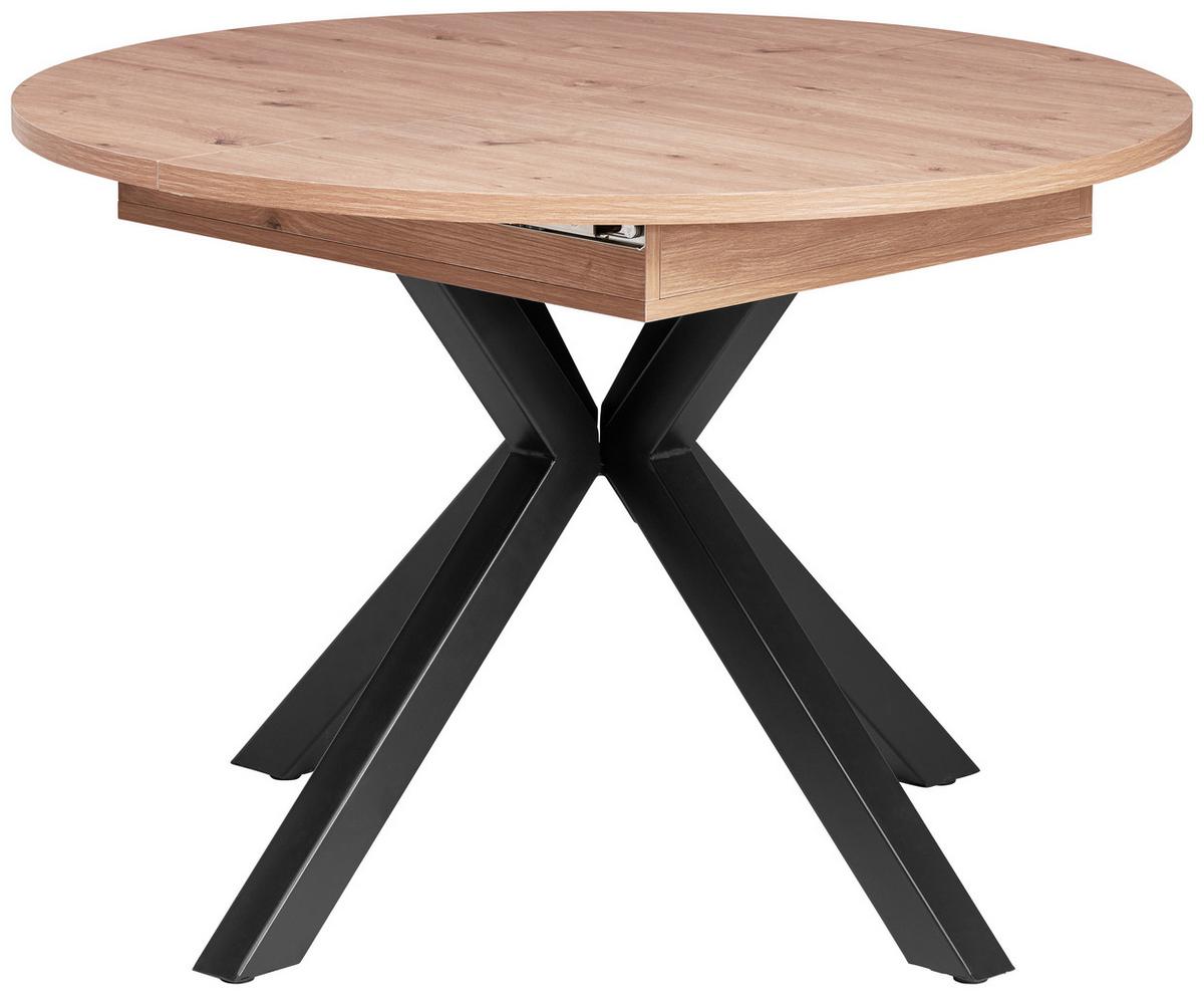 Ausziehtisch Bozan 110 Az 110-150x76x110cm Eiche - Schwarz/Eiche Artisan, KONVENTIONELL, Holzwerkstoff/Metall (110-150/76/110cm) - MID.YOU