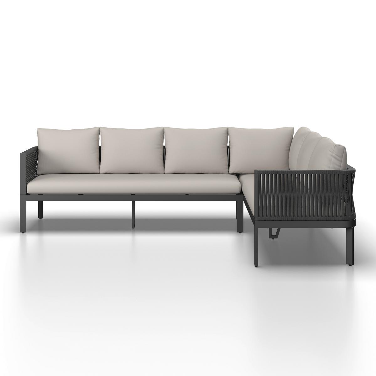 JÍDELNÍ TERASOVÁ SOUPRAVA SELENA - černá/světle šedá, Moderní, kov/textil (258/66/72cm) - Bessagi Garden