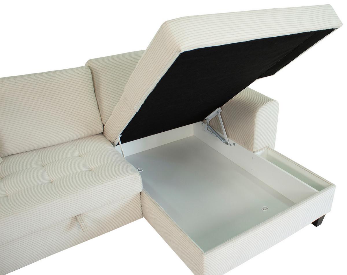 Ecksofa Moritz Creme S: ca. 265x155 cm - Creme, Trend, Textil (265/155cm)