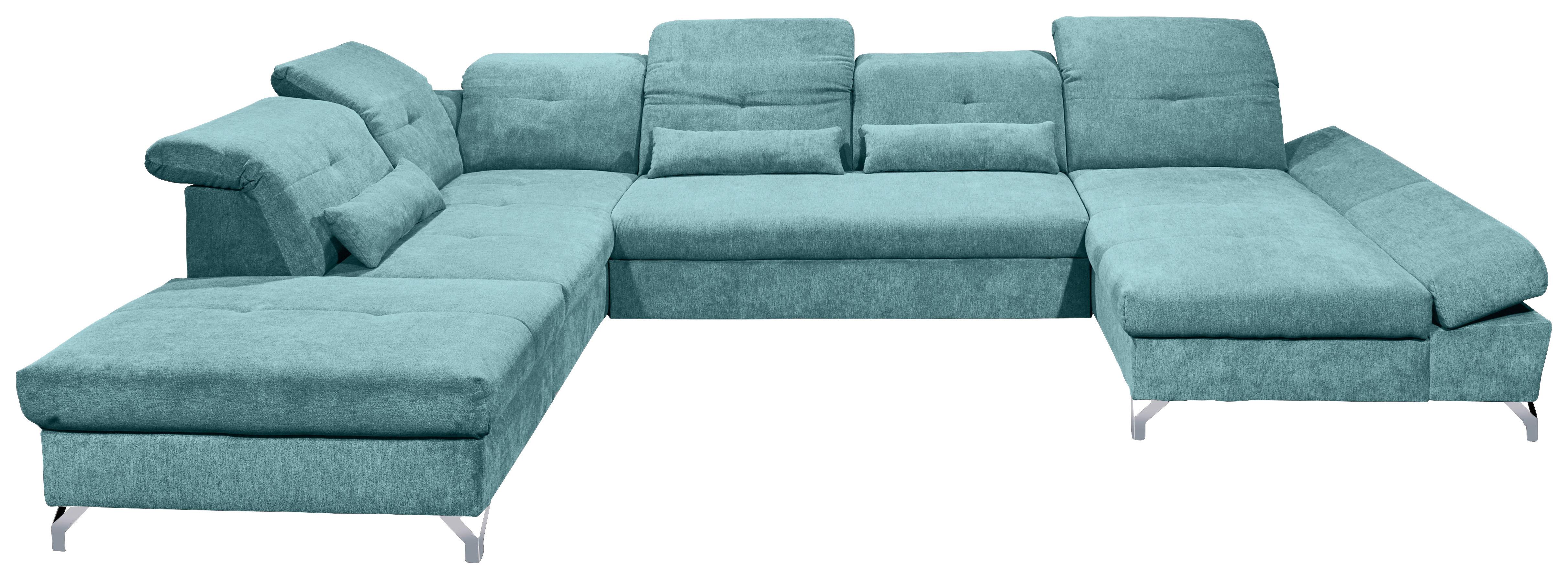 Ecksofa Melfi Türkis U: 245 cm - Türkis/Silberfarben, MODERN, Textil (245/350/168cm) - MID.YOU