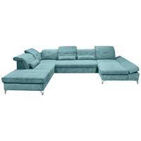 Ecksofa Melfi Türkis U: 245 Cm - Türkis/Silberfarben, MODERN, Textil (245/350/168cm) - MID.YOU