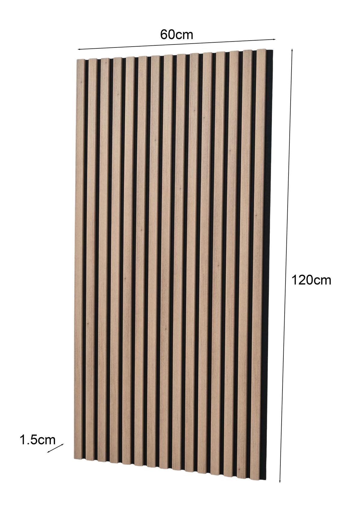 Akusztikus Panel Aron - tölgyfa színű, Trend, faalapú anyag/textil (60/120/1,5cm)