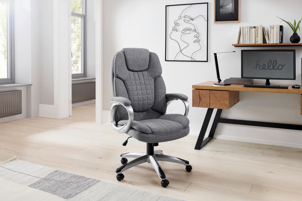 Drehstuhl Orleans - Silberfarben/Hellgrau, LIFESTYLE, Kunststoff/Textil (61/109-119/71cm) - MID.YOU