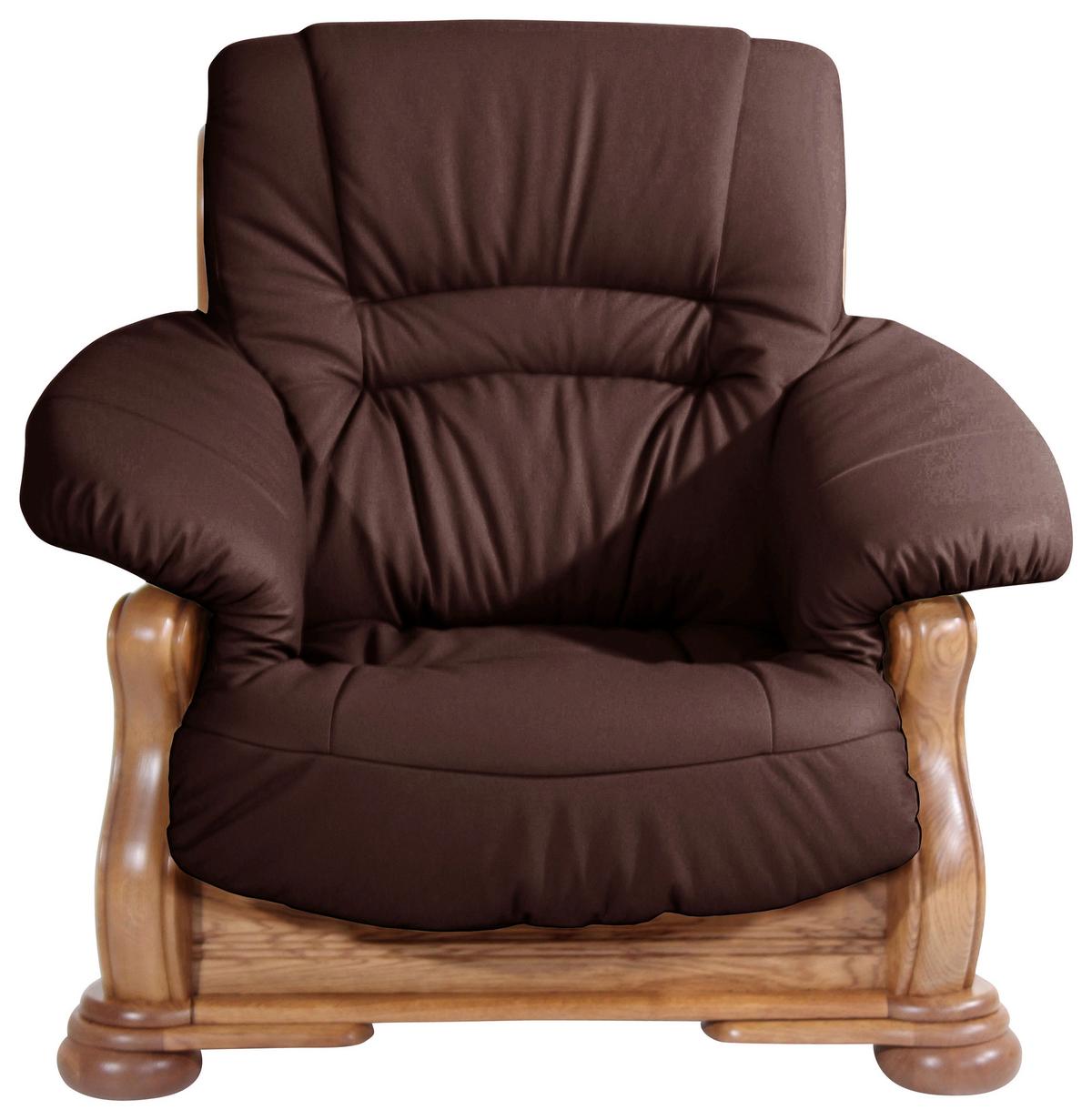 Polstersessel Mit Armlehnen Tennessee Echtleder Dunkelrot - Eichefarben/Dunkelrot, LIFESTYLE, Leder/Holz (104/95/95cm) - Max Winzer