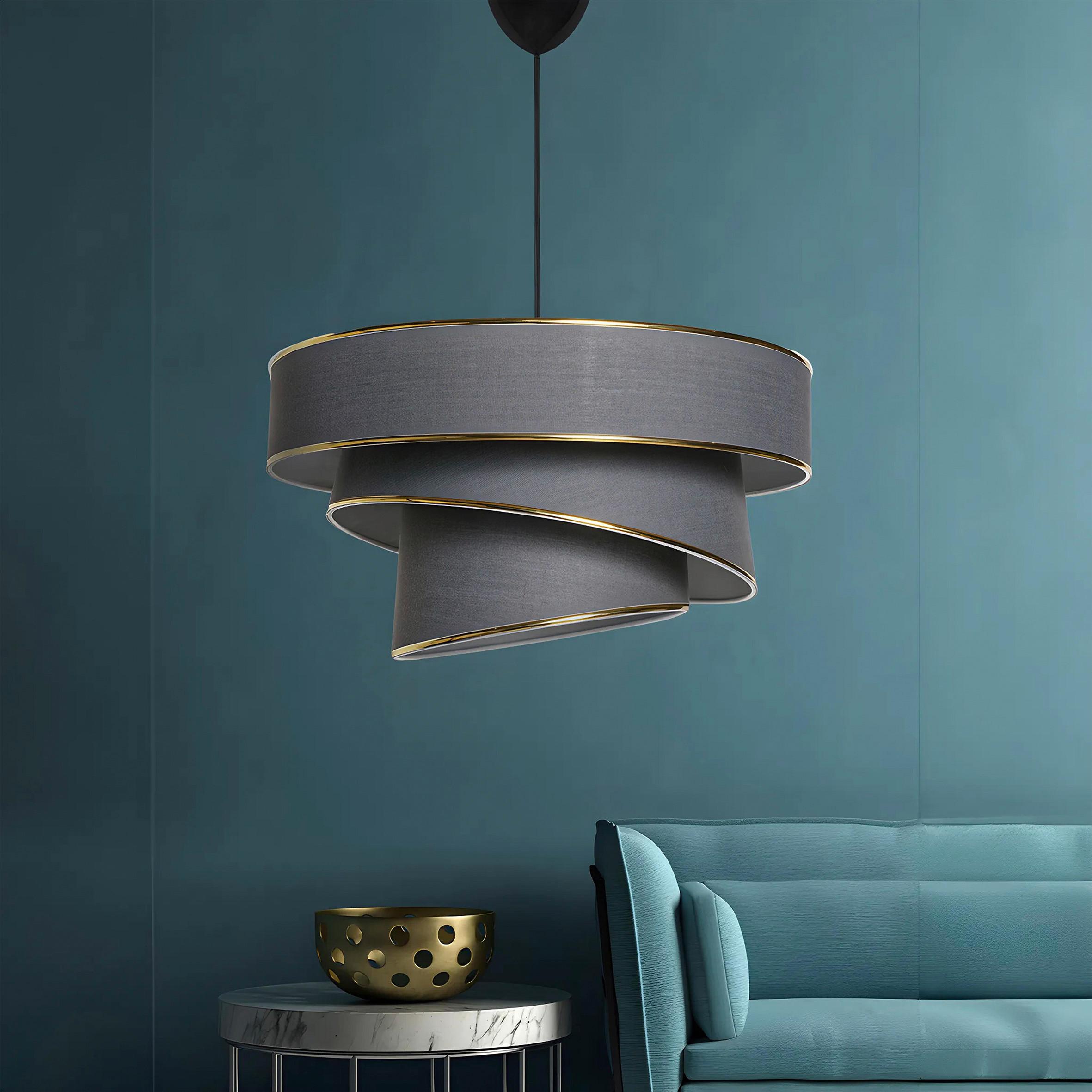 Hängeleuchte Couper - Anthracite, Gold - Anthrazit/Goldfarben, Design, Kunststoff/Textil (40/72cm) - P & B