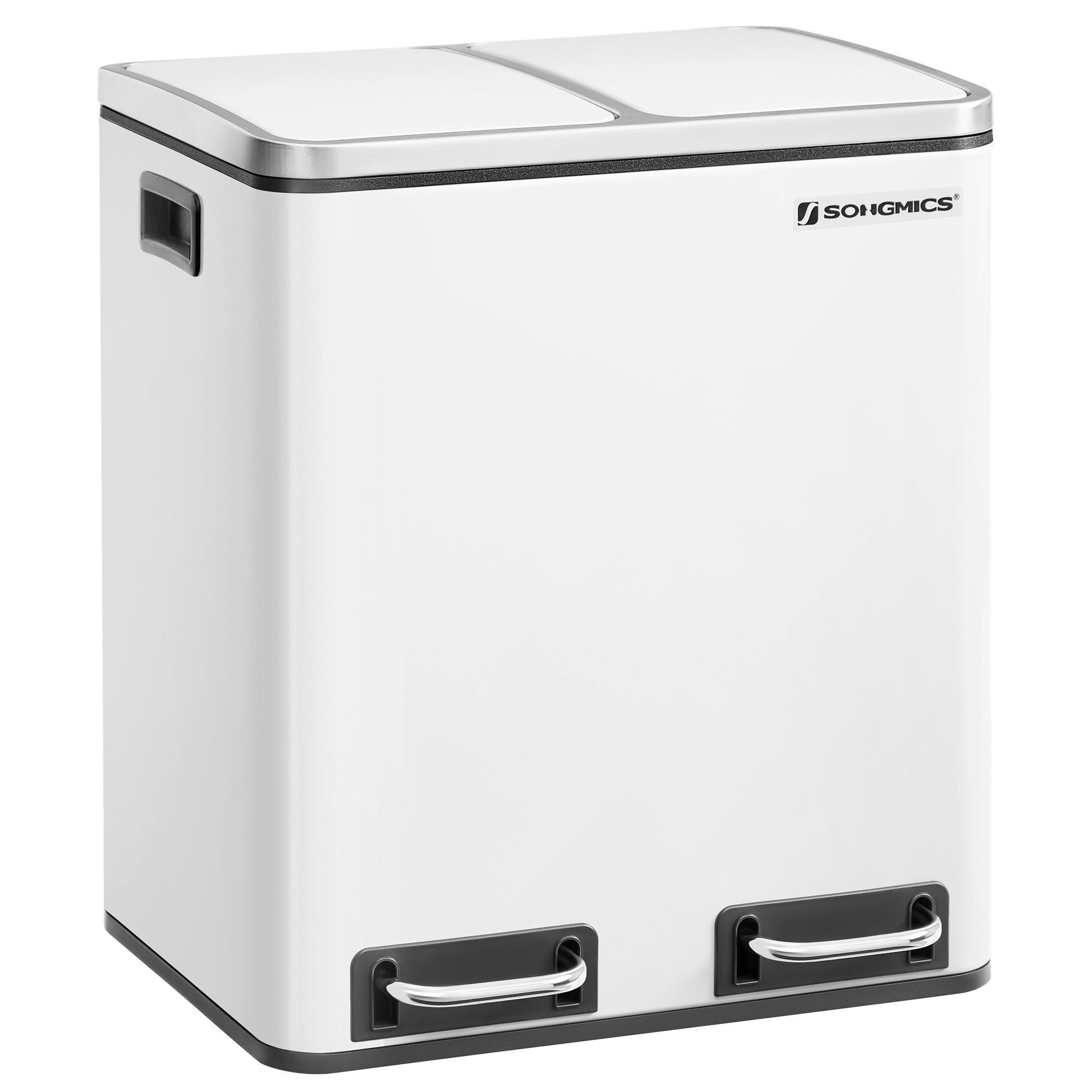 Abfallsammler Weiß B: 41 cm - Schwarz/Weiß, Basics, Kunststoff/Metall (41/47/36cm)