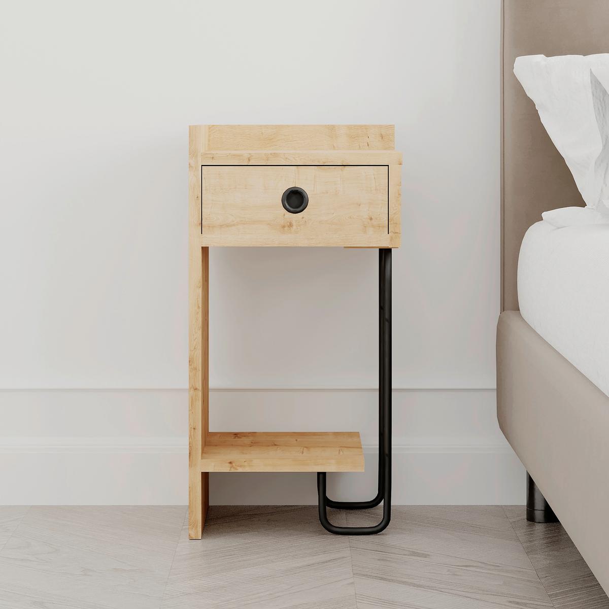 Kindernachtkästchen Sirius Eichefarben/schwarz B: 32 Cm - Eichefarben, Design, Holzwerkstoff (32/61/30cm) - Livetastic