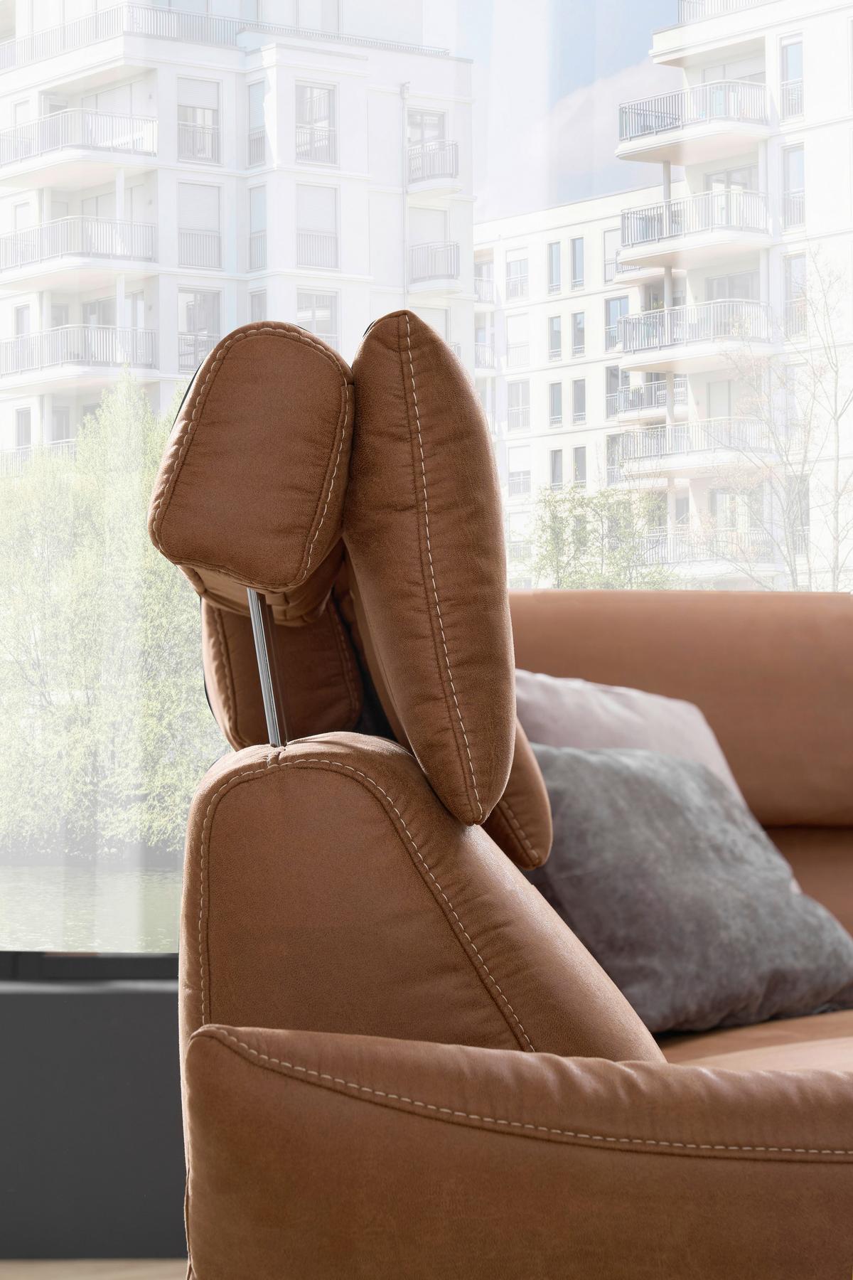 Ecksofa Henriette Cognac 274x160 cm - Cognac/Beige, MODERN, Textil (274/160cm)