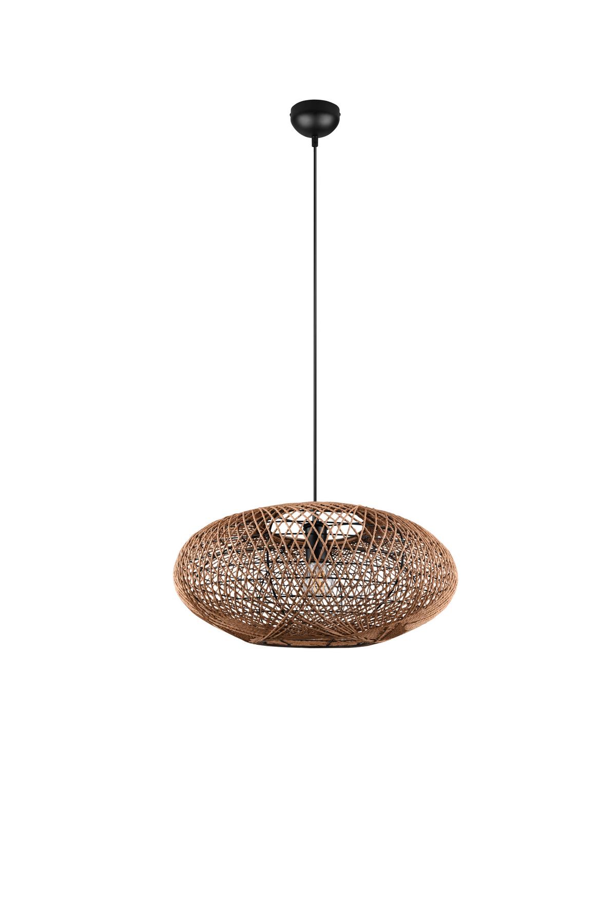 Hängeleuchte 312300136 Hedda - Schwarz/Braun, Natur, Naturmaterialien/Metall (52/150cm) - Trio Leuchten