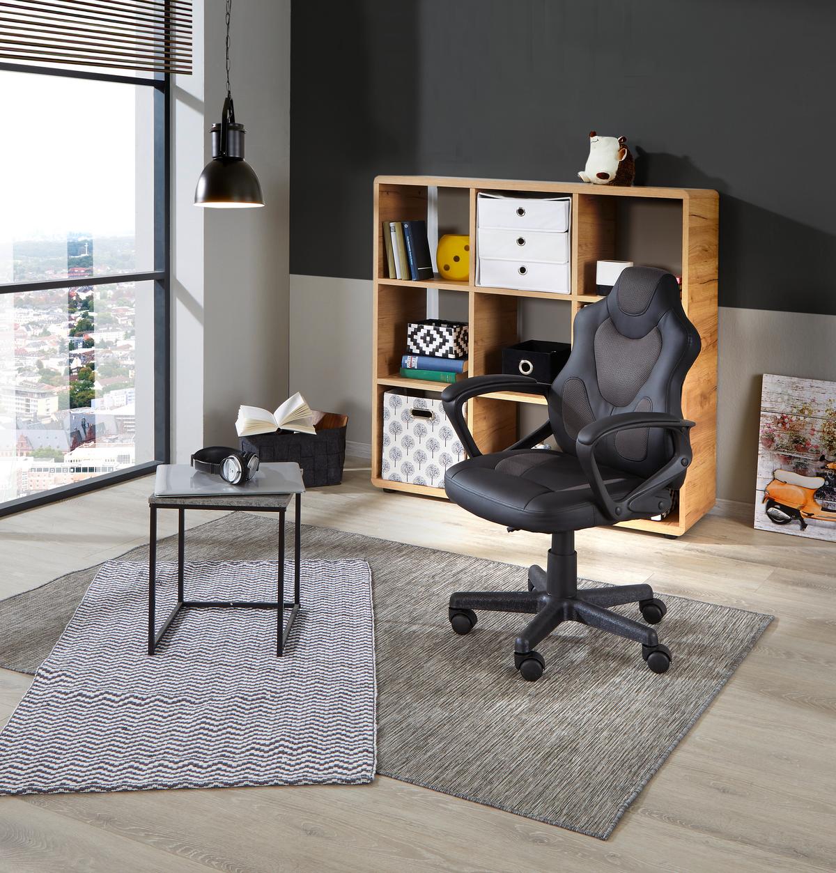 Gaming Stuhl Racer Junior Mit Armstützen, Schwarz - Schwarz/Grau, MODERN, Kunststoff/Textil (57/90-100/54cm)