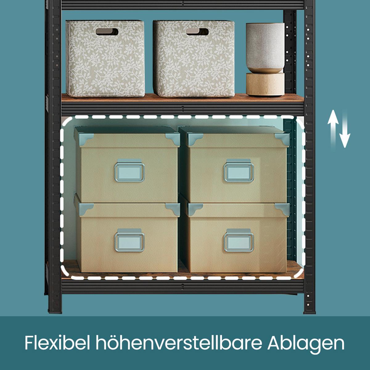 Schwerlastregal Braun, Schwarz B: 90 Cm - Schwarz/Braun, Basics, Holzwerkstoff/Metall (90/180/40cm)