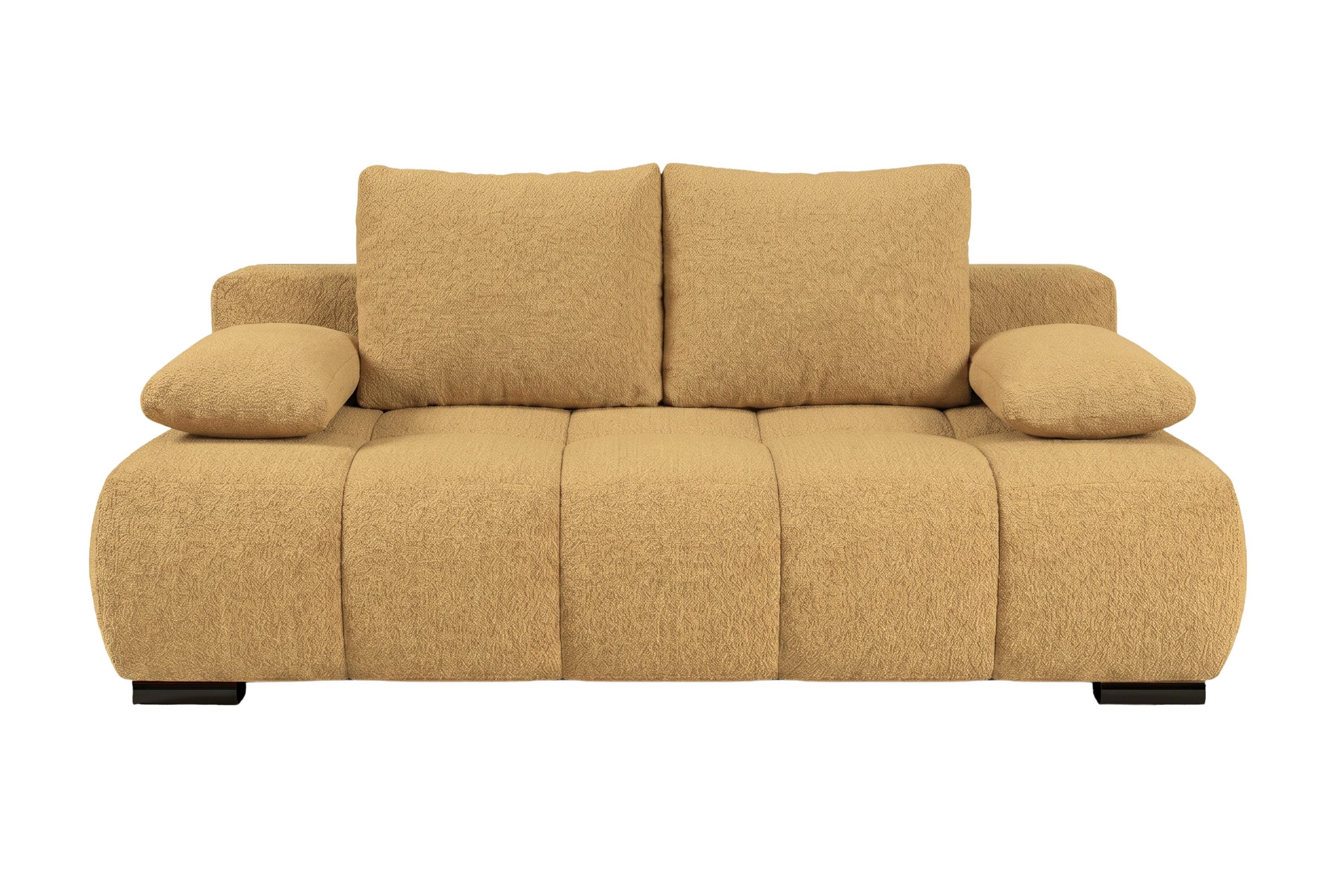 Boxspringová pohovka BOB, žltá ženilka - čierna/žltá, Konventionell, kompozitné drevo/textil (209/105cm) - Based