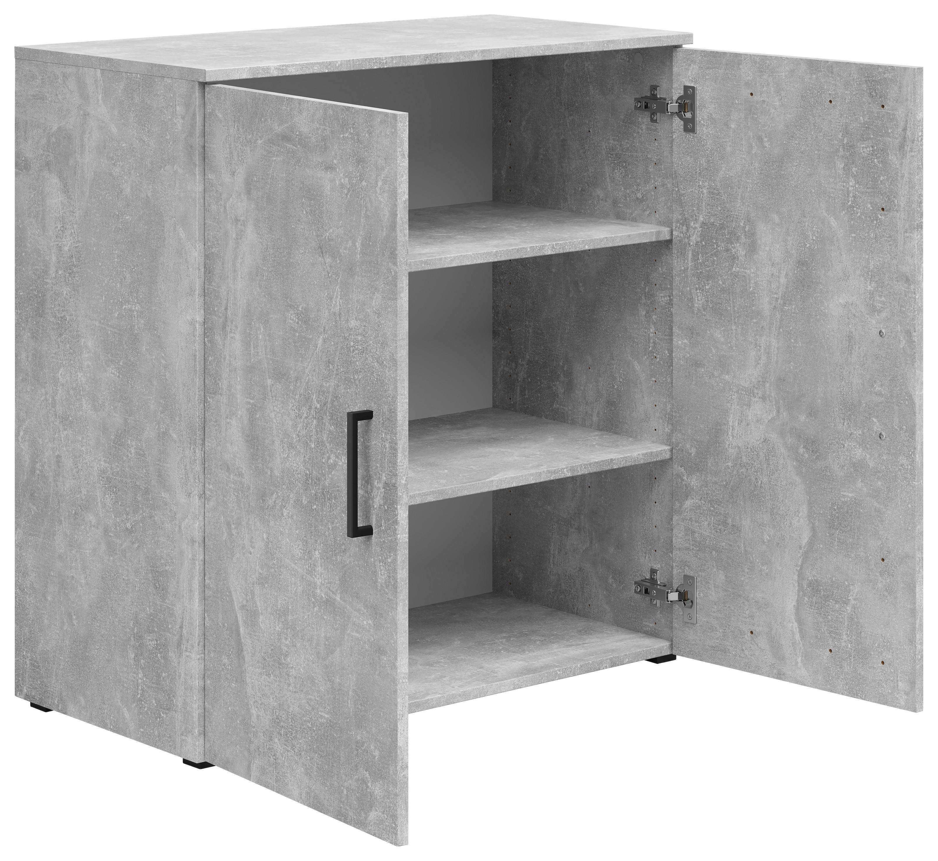 Komoda Cabinet svetlosivá, š: 80 cm - čierna/sivá, Modern, kompozitné drevo/plast (80/83/40cm)